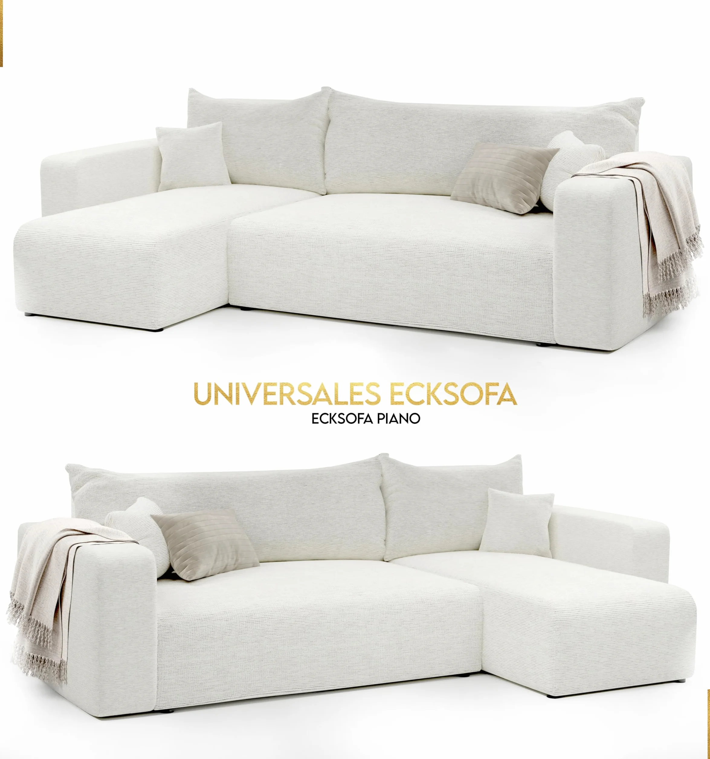 GREKPOL Sofa z funkcją spania, 145 x 248 cm, 3-osobowa, narożnik ze skrzynią na pościel, sofa do spania, do salonu