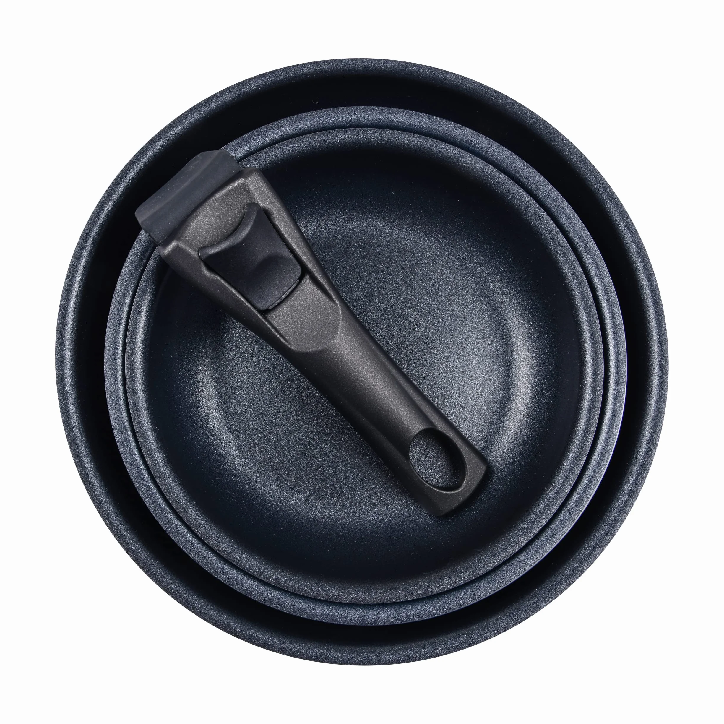 Bergner Click&Cook Red Edition 4-częściowy zestaw patelni 18, 20 i 24 cm + wyjmowany ergonomiczny uchwyt prasowany i nieprzywierający powlekany aluminium do wszystkich kuchenek i piekarników