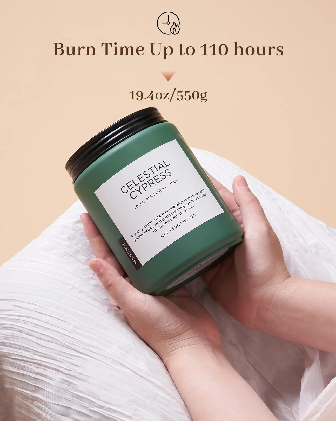 Świeca Sojowa Cedr-Kardamon 550g 110h 2 Knoty Naturalna Długotrwała