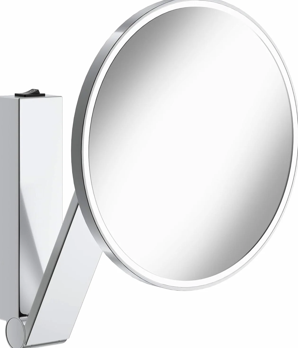 KEUCO iLook_move Lusterko kosmetyczne z oświetleniem, okrągłe, Ø20 cm, 5-krotne powiększenie, Wyprodukowano w Niemczech, metal chromowany, z Włącznikiem/Wyłącznikiem, montaż podtynkowy