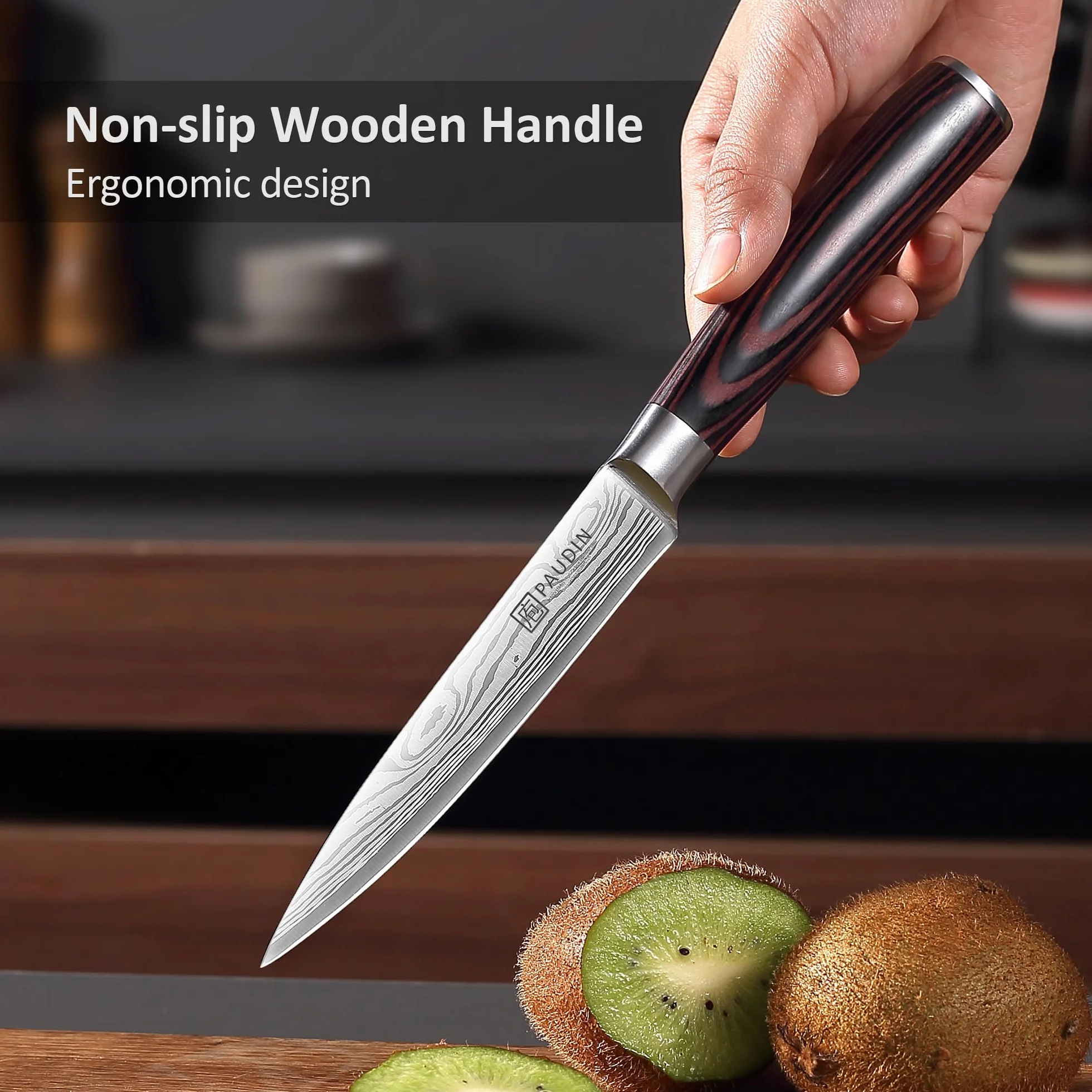 PAUDIN nóż szefa kuchni 13 cm z niemieckiej stali nierdzewnej ergonomiczny uchwyt