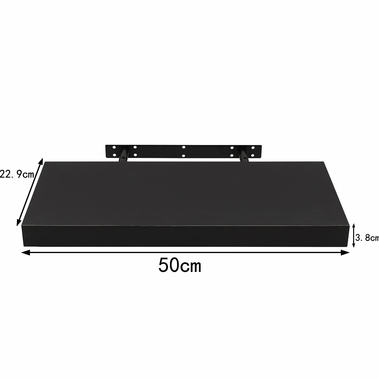 WOLTU RG9368sz Regał ścienny na płyty CD, DVD, książki, regał samowiszący, drewniany, 50 x 22,9 x 3,8 cm, czarny, do biura, salonu, sypialni, kuchni