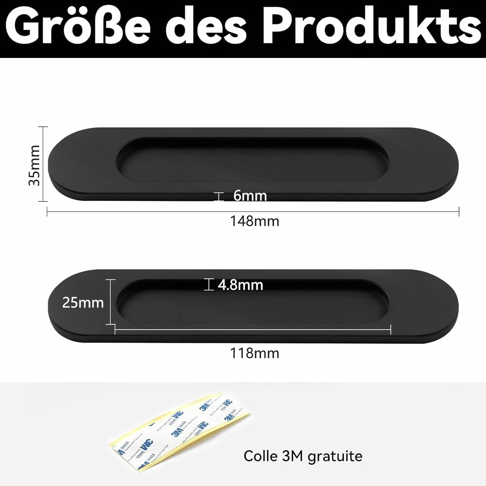ANBOO Uchwyt do drzwi przesuwnych 14,8 cm, samoprzylepny uchwyt przesuwny z przeszkleniem, Alriedy, zestaw 2 sztuk, nadaje się do szafek, okien, drzwi przesuwnych