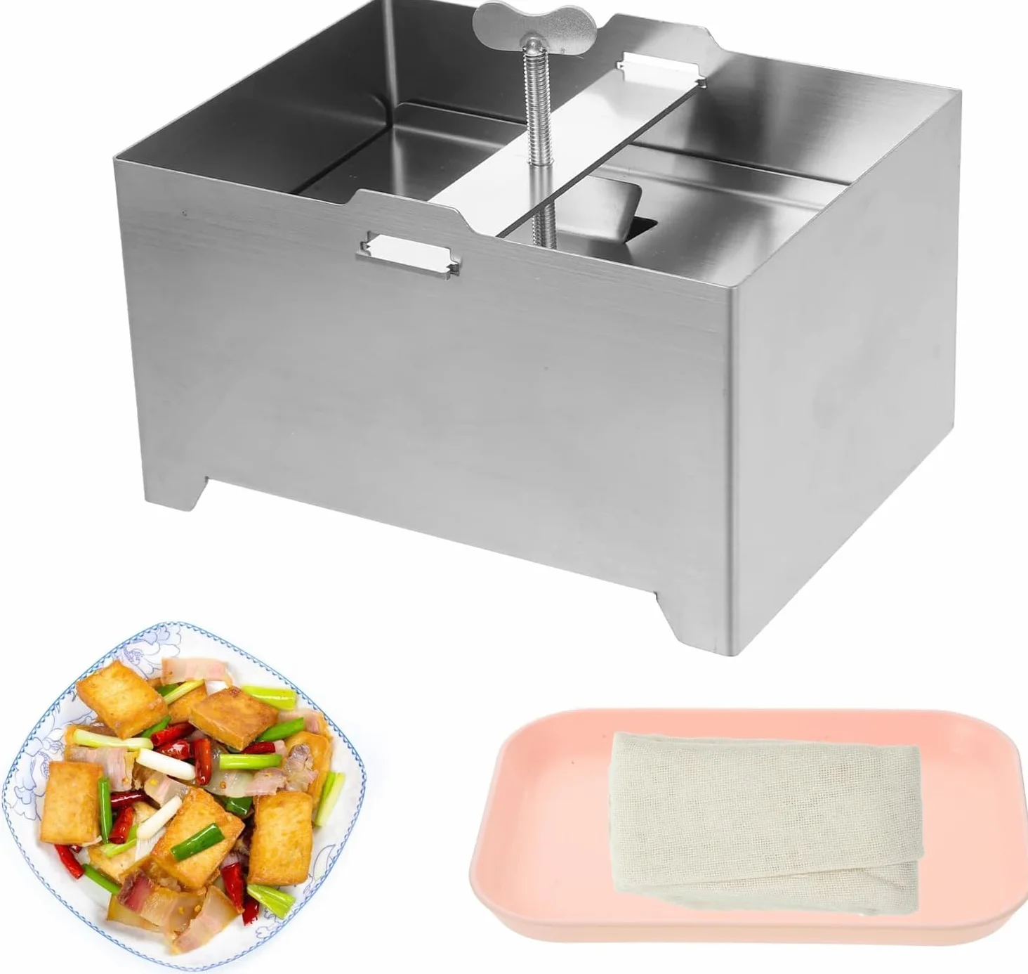 Prasa do tofu HAMON ze stali nierdzewnej, zestaw do produkcji tofu z sitkiem i tacką