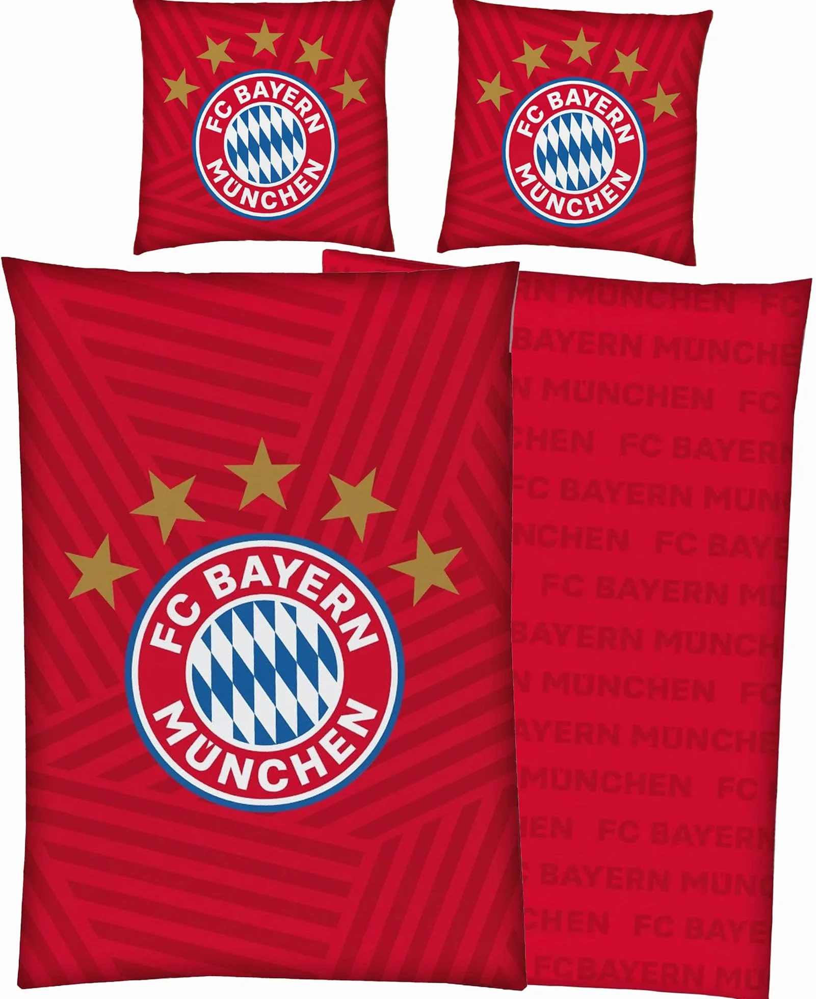 FC Bayern München Pościel Player czerwona 135 x 200 cm + 80 x 80 cm 100% bawełna renforcé/linon rekordmeister Mia san Mia Allianz Arena piłka nożna artykuł dla fanów z zamkiem błyskawicznym pomysł na