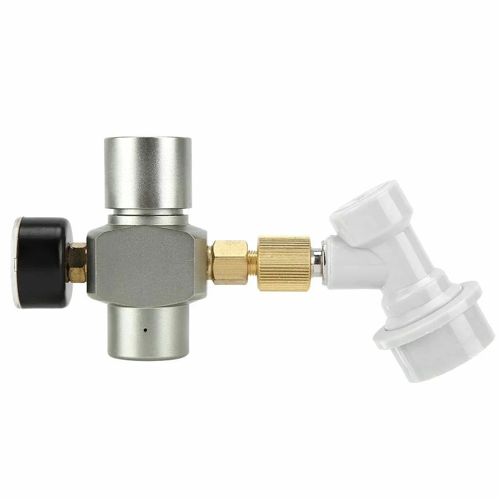 Fdit Keg Charger mini regulator CO2 do piwa z instrukcją bezpieczeństwa (może nie być dostępna w języku polskim), zawór ograniczający ciśnienie 0-60 psi, wielokrotne pakowanie