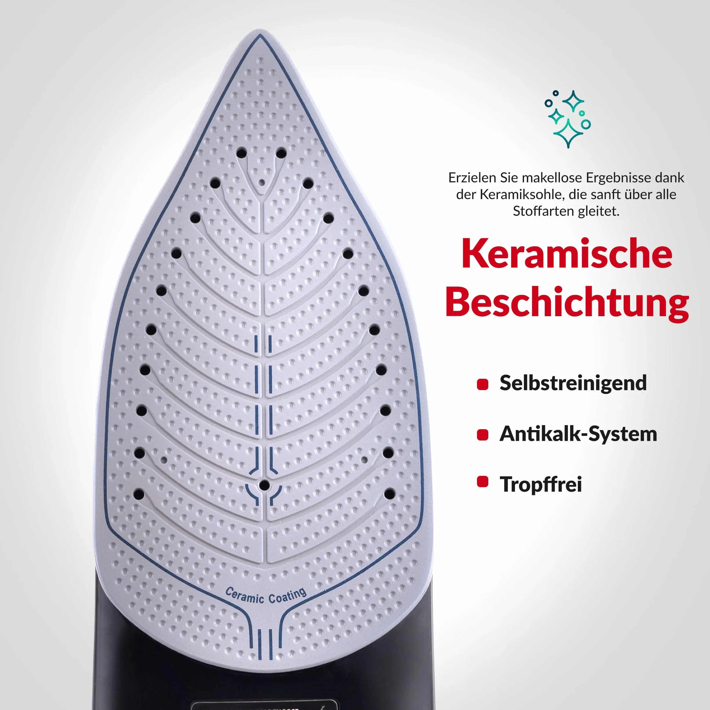 LEHMANN Bezprzewodowe żelazko parowe ze stacją ładującą, 3000 W, bezprzewodowe żelazko parowe z regulacją temperatury i 5 programami prasowania, podeszwa ceramiczna, pionowa para, automatyczne