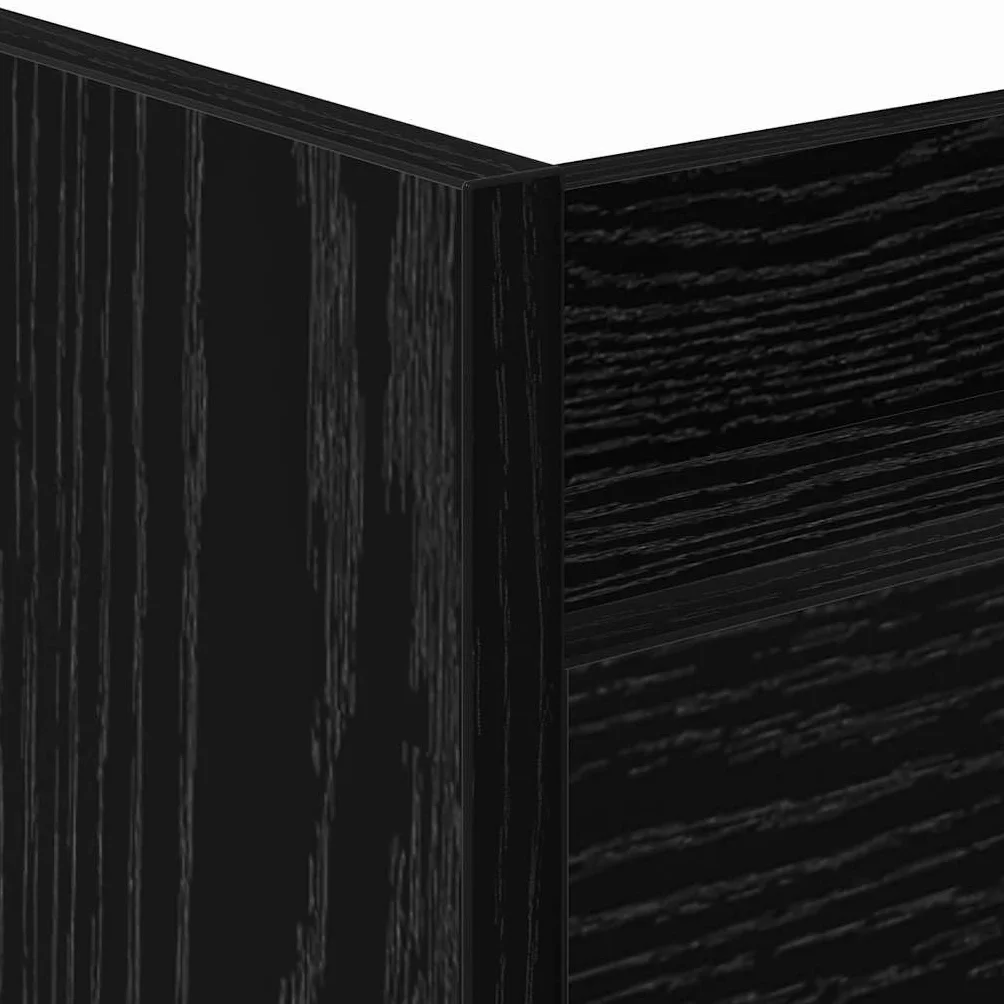 vidaXL Wąski Wózek do Przechowywania Czarny Dąb 60 x 22 x 80 cm, Nowoczesny wózek kuchenny, prostokątny design, trwały organizer, wąska konstrukcja do domu
