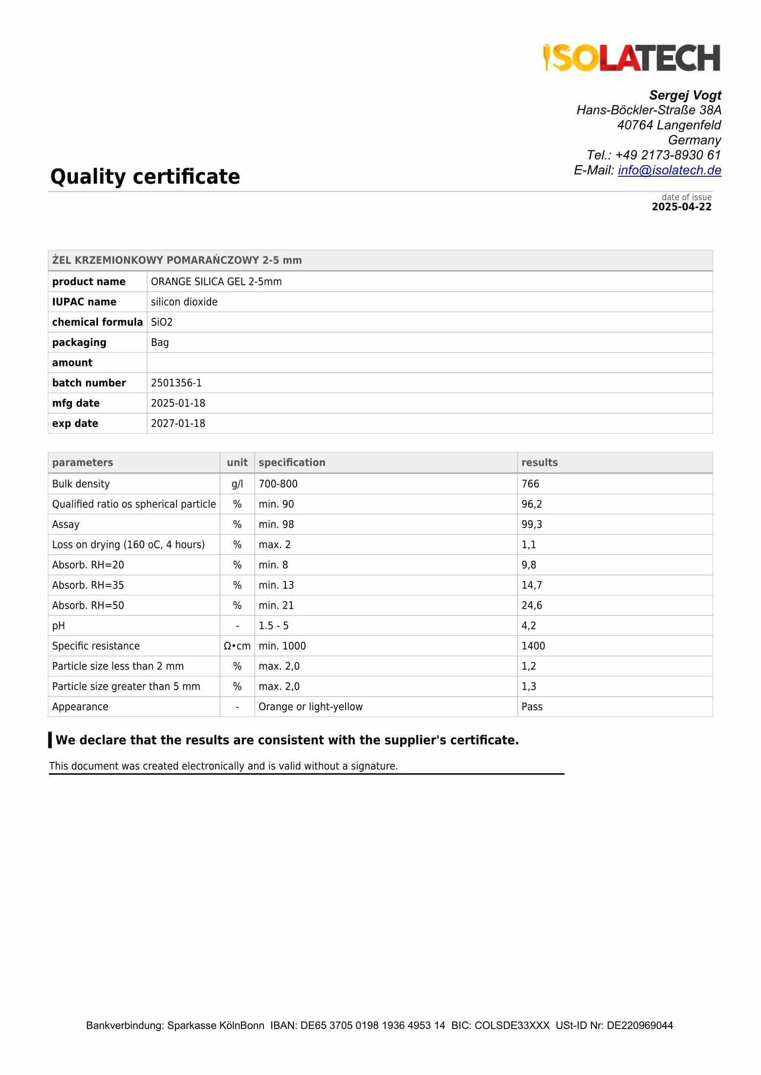 ISOLATECH Żel Krzemionkowy Regeneracyjny Osuszający 1,8kg Suszarka Filamentowa