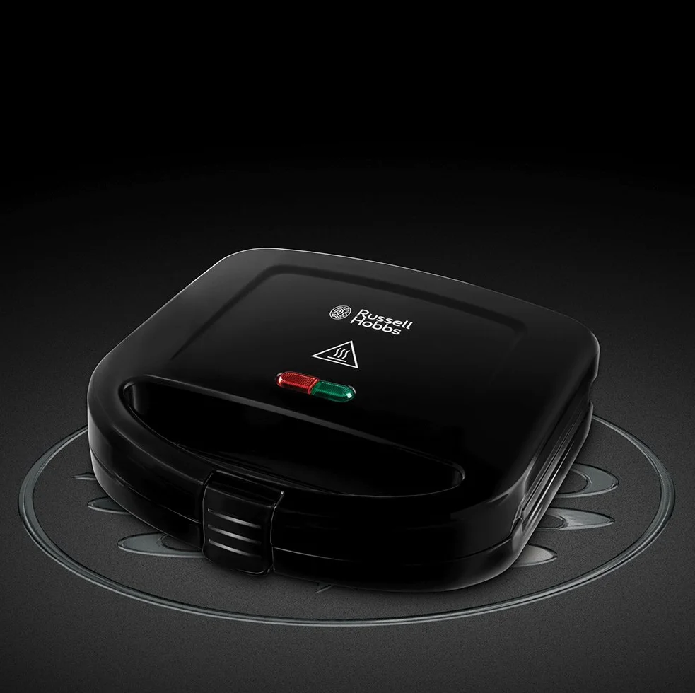 Russell Hobbs opiekacz do kanapek, nieprzywierająca powłoka, możliwość wyjęcia płytek, 2 kanapki, przechowywanie w pozycji pionowej, 700W, czarny, Sandwich Maker Classics 24520-56
