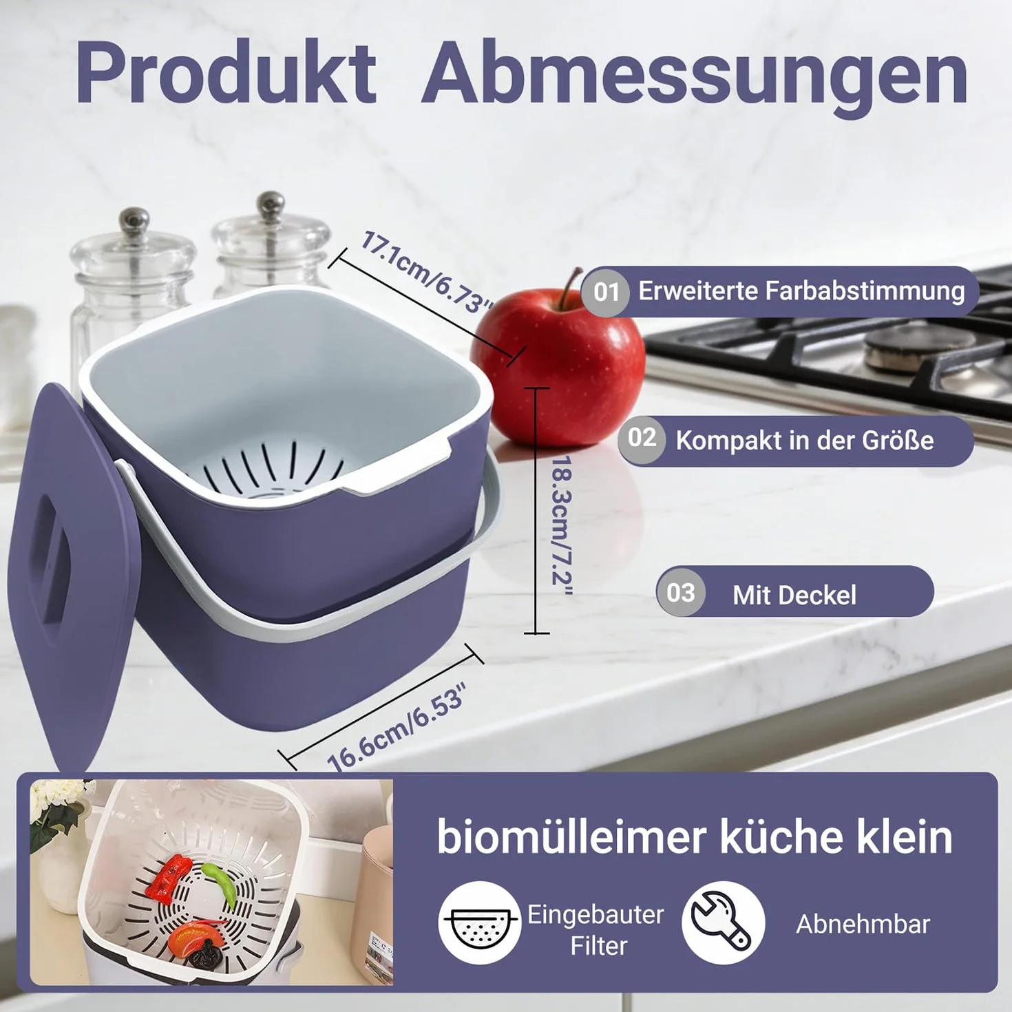 Biomülleimer Küche, 4L Komposteimer Küche (szary)