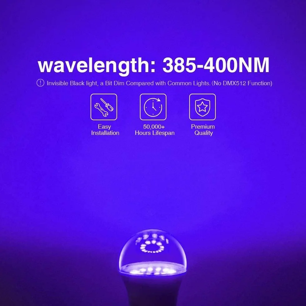 Onforu ON-GY01-UV-EU-2 Żarówki LED UV, E27, 7 W, Czarne Światło UV, 2 Sztuki