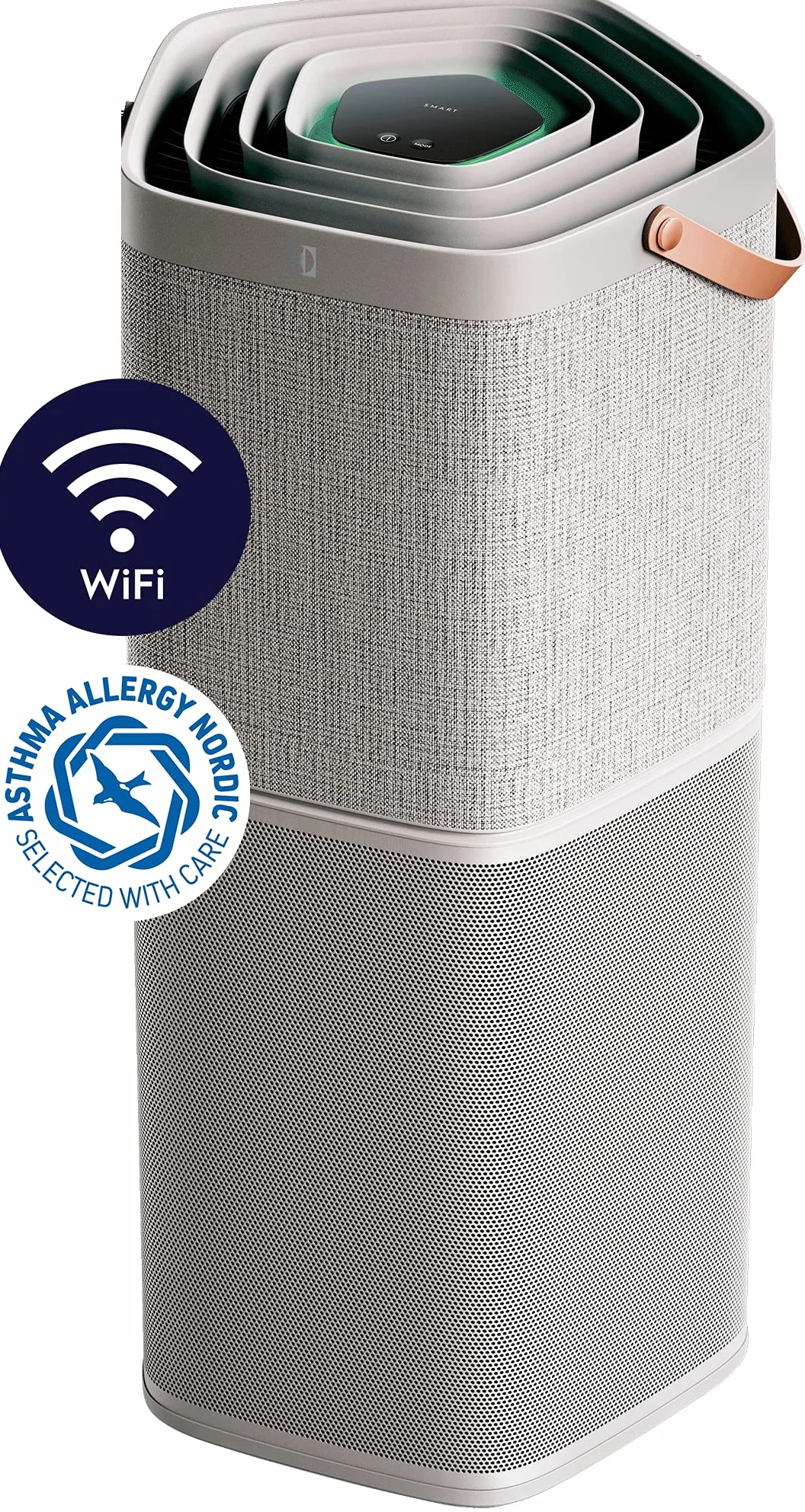 Oczyszczacz powietrza Electrolux Pure A9 PA91-604GY CADR 620m³/h, do 129m² wg Boverket,Usuwa 99,9% bakterii unoszących się w powietrzu i 99,5% cząsteczek PM2,5, Tylko 17dB w trybie cichym, Jasnoszary