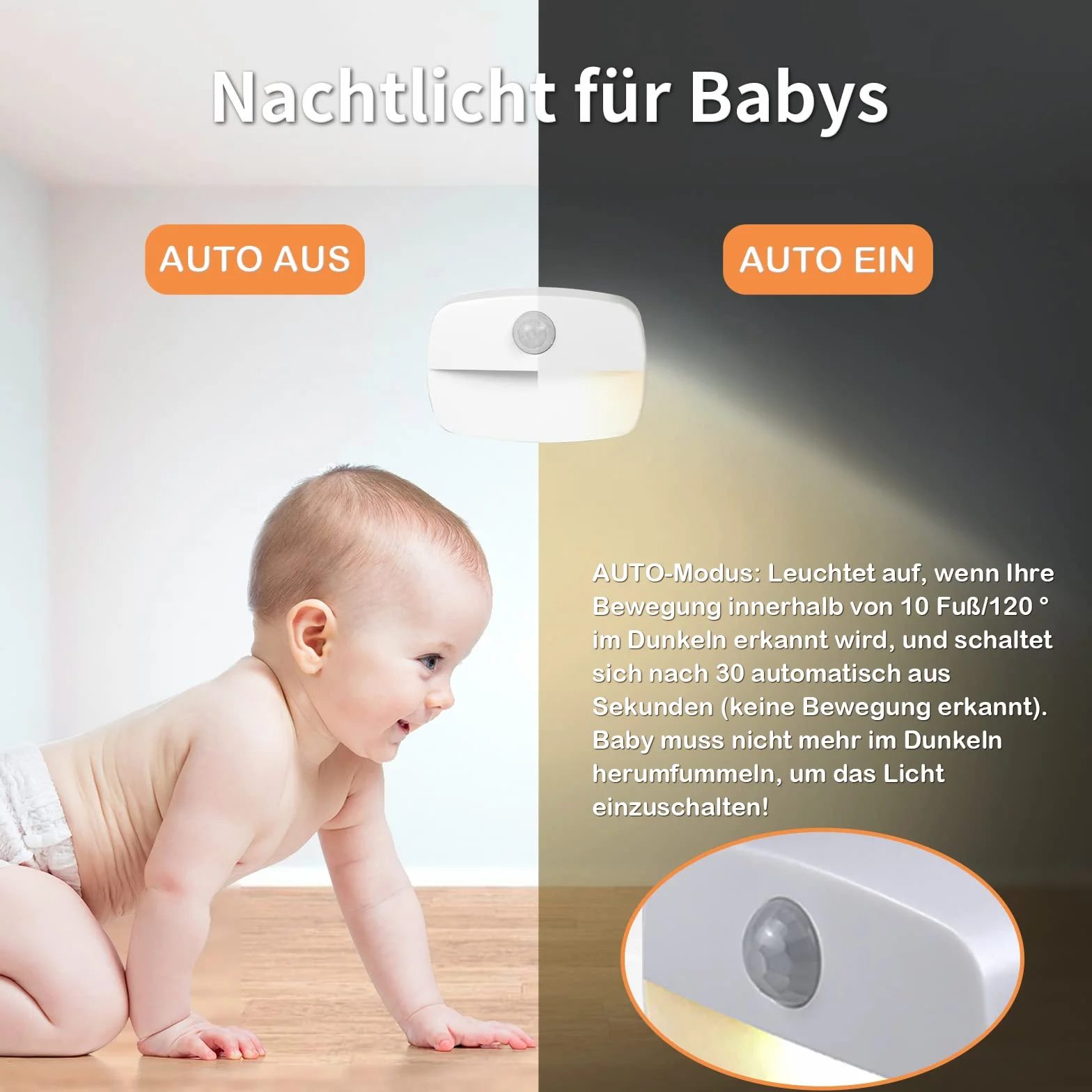 Lampka nocna LED z czujnikiem ruchu, 4 sztuki, lampka nocna dla dzieci, z baterią, do wnętrz, oświetlenie szafki, automatyczne włączanie/wyłączanie, światło do korytarza, schodów, łazienki, sypialni