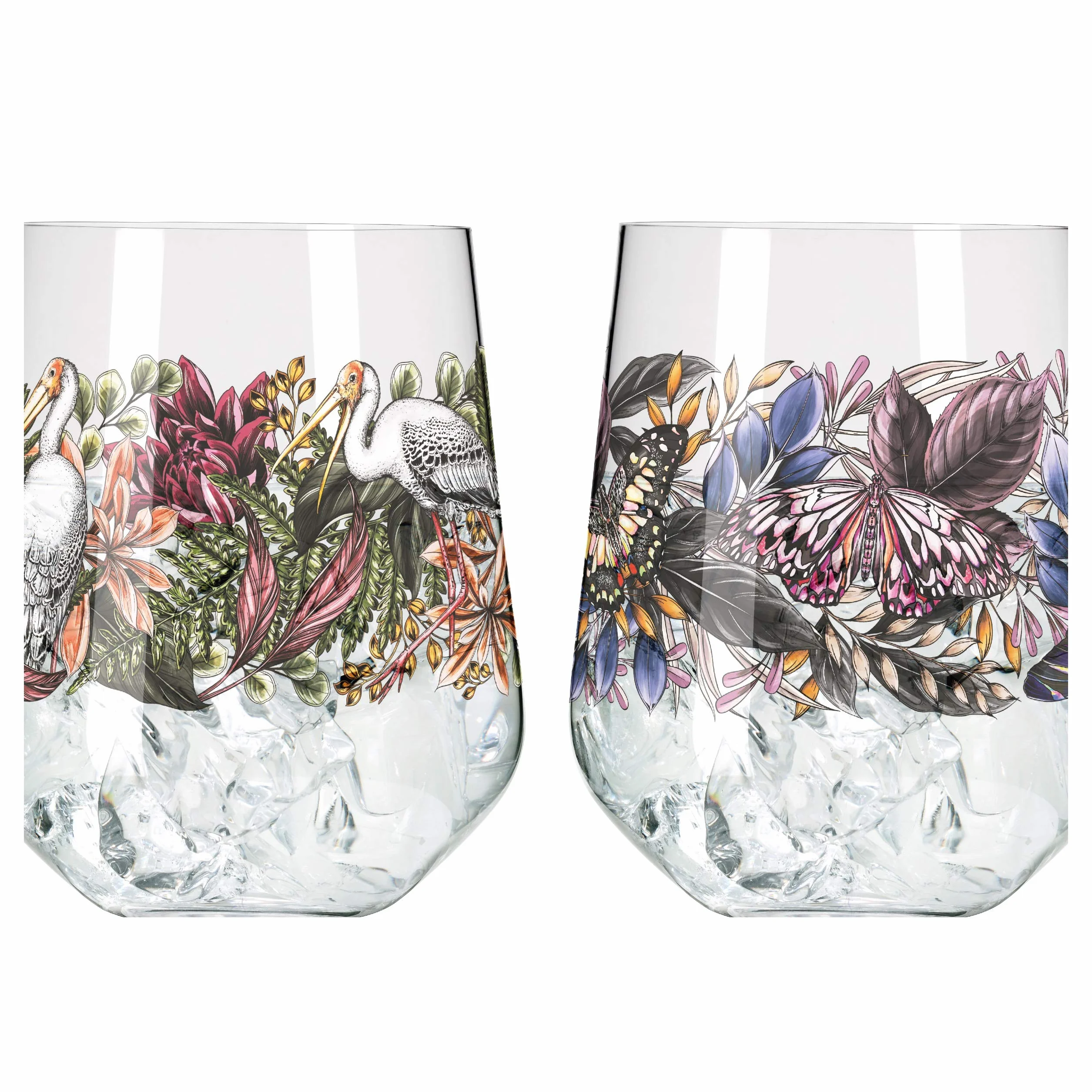 RITZENHOFF 3701001 Kieliszek do ginu, 700 ml, seria Shadow Fauna, zestaw nr 1, 2 sztuki, bocian i motyl - Made in Germany
