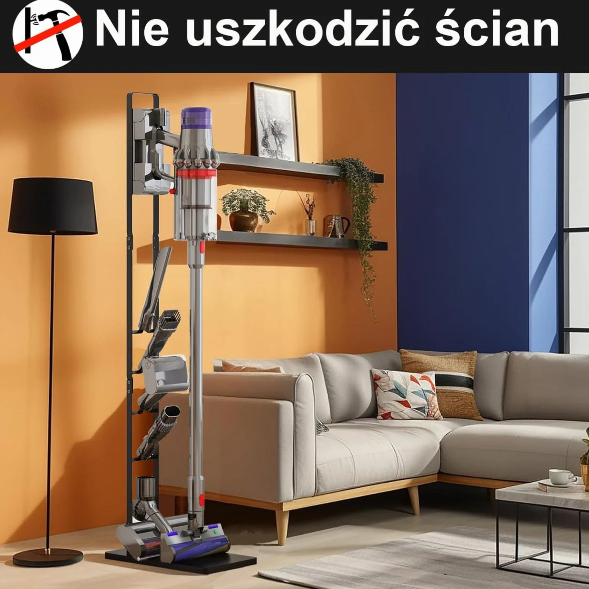 Foho Stojak do Dyson Gen5 V15 V12 V11 V10 V8 V7 V6, DC30-DC74, Odkurzacza Wolnostojący Metalowy Uchwyt z Bazą, Kompatybilny z Akcesoriami, Bez Wiercenia, Oszczędność Miejsca