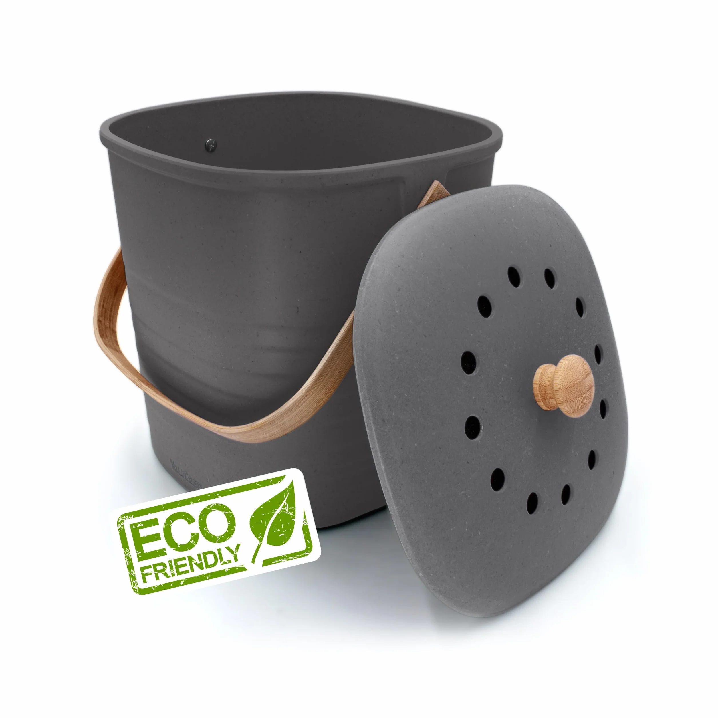 YourCasa Kosz na śmieci ekologiczny, mały, 4 l, bezzapachowy, na odpady organiczne, kosz na kompost z filtrem z węglem aktywnym, zrównoważony ekologiczny, z pokrywką, pojemnik na odpady organiczne (4