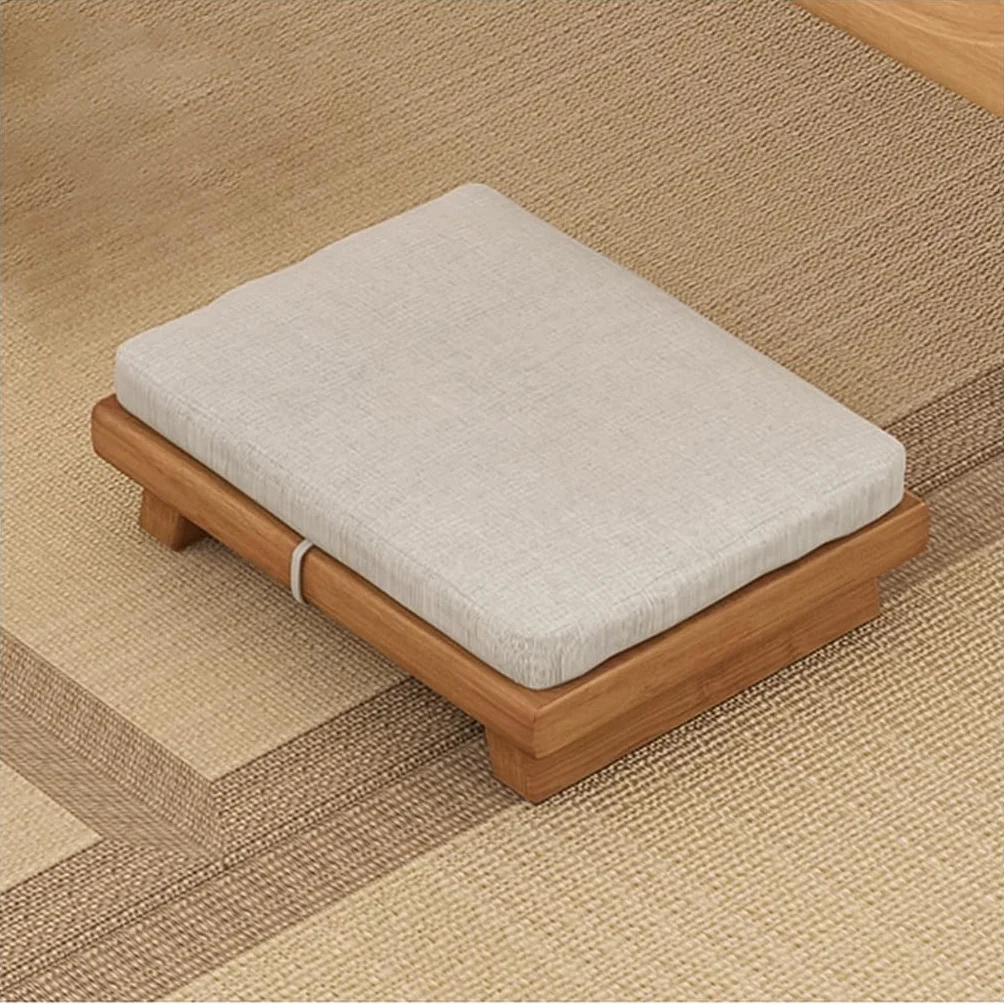 Multifunctional Japanese Floor chair,Vintage Tea chair Low chair For Sitting On The Floor Accent Furniture Home Bedroom chair (Color : Beige, S : 45x35x10cm)