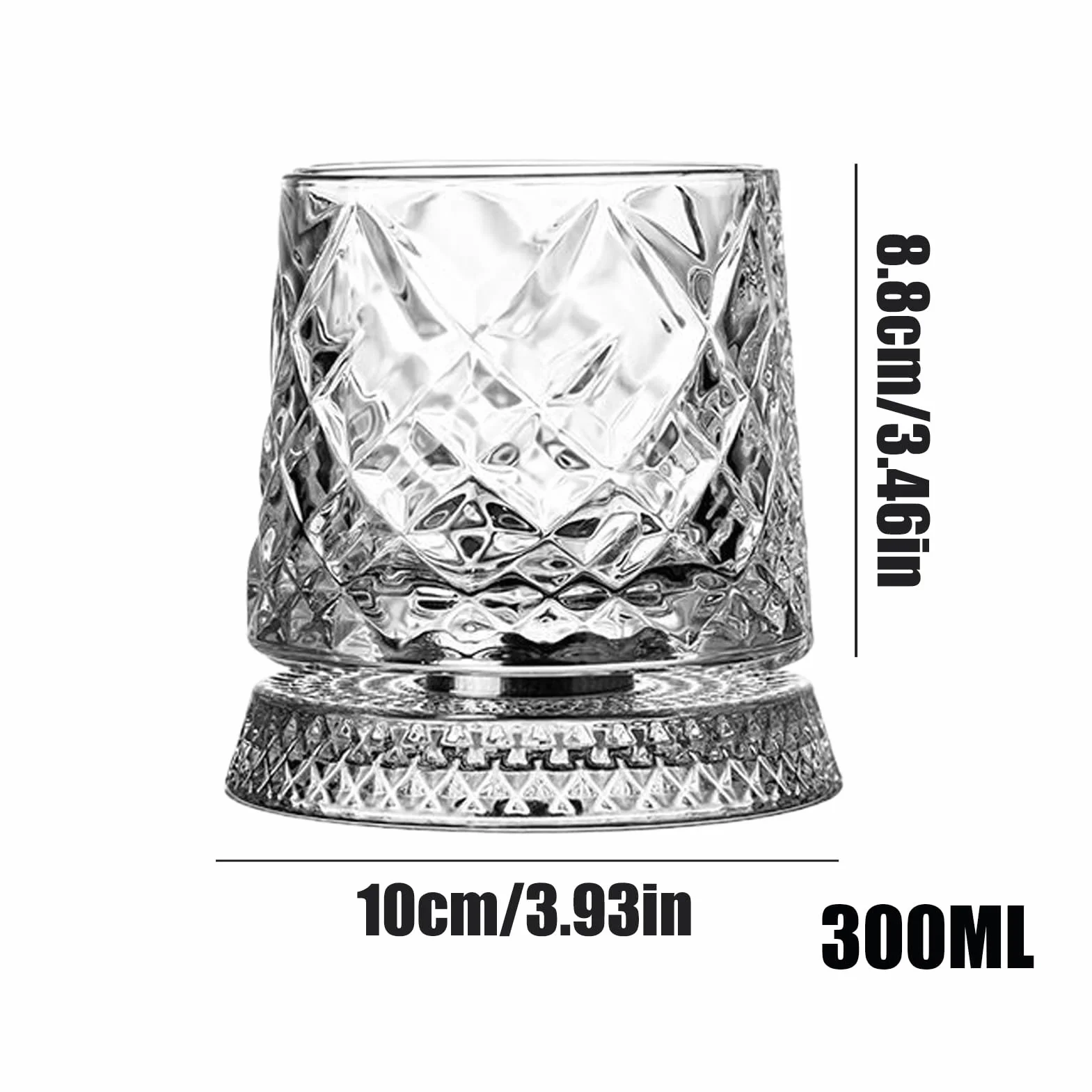 Obrotowe szklanki do whisky, z podstawką, staromodny, obrotowy kubek do picia, koktajl burbonowy, kubek do kawy, dla mężczyzn, dziadka, męża, syna, rodziny, przyjaciół, domu, baru
