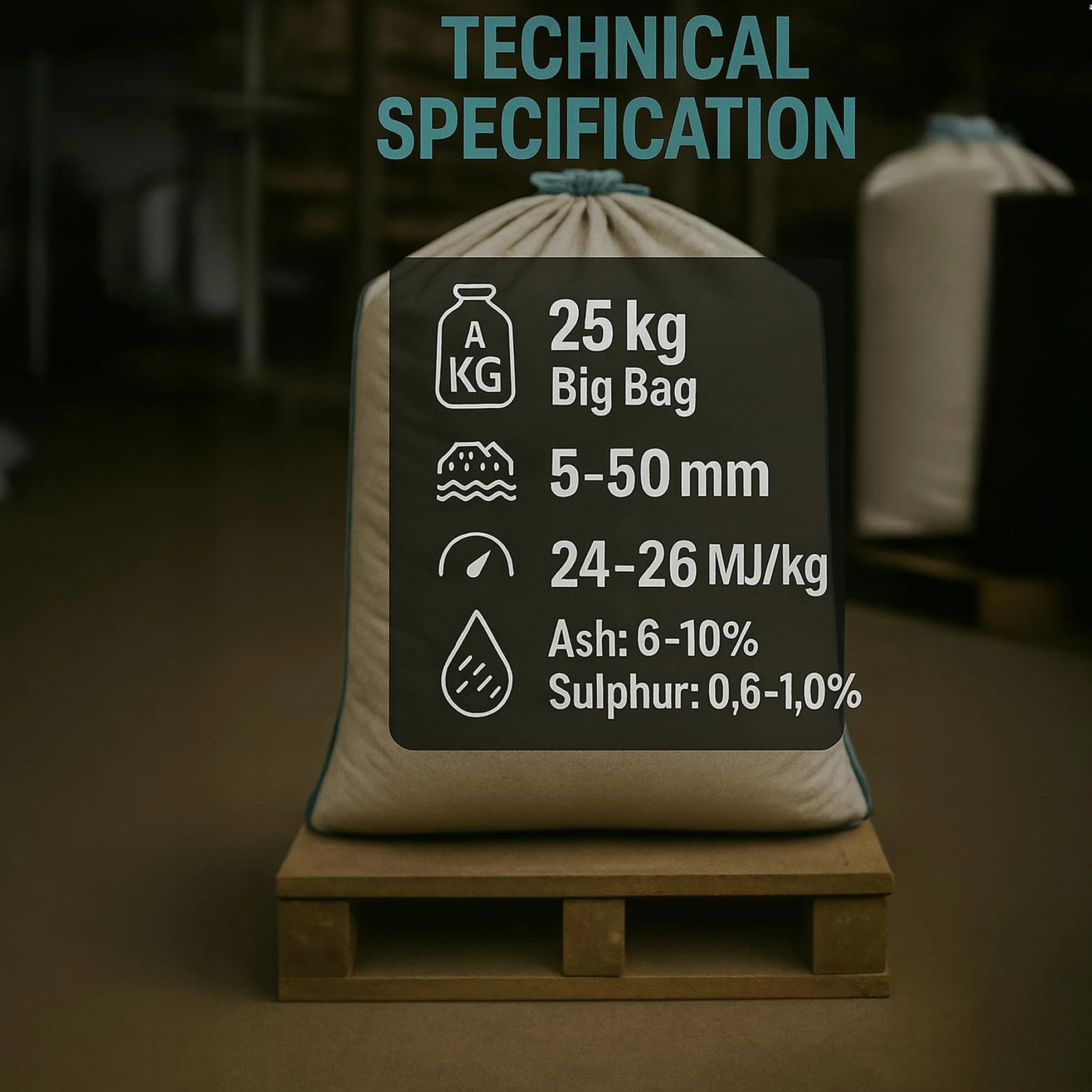 GiDeli Węgiel kamienny, 25 kg, do pieca i kominka, nieposortowany węgiel antracytowy 5-50 mm, wysoka wartość opałowa 24-26 MJ/kg, Big Bag węgiel opałowy do ogrzewania