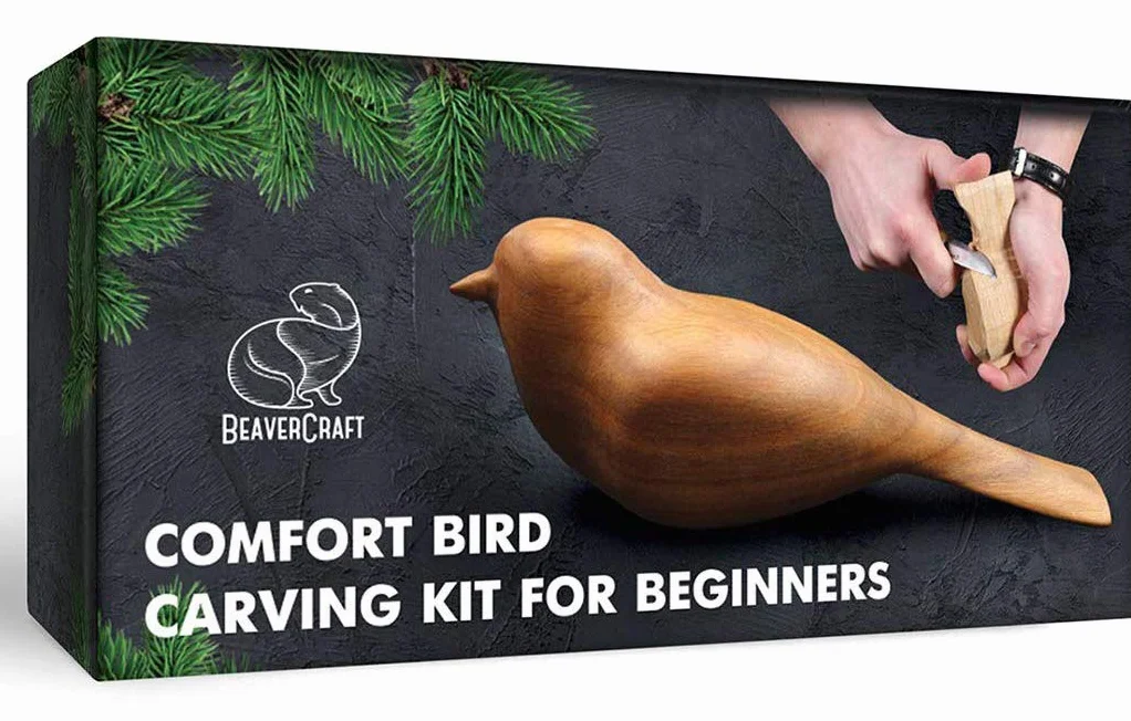 BeaverCraft Zestaw do rzeźbienia w drewnie Comfort Bird DIY dla dorosłych, hobby, zestaw noży do strugania dla początkujących, zestawy do majsterkowania dla dzieci zestaw noży do rzeźbienia w drewnie