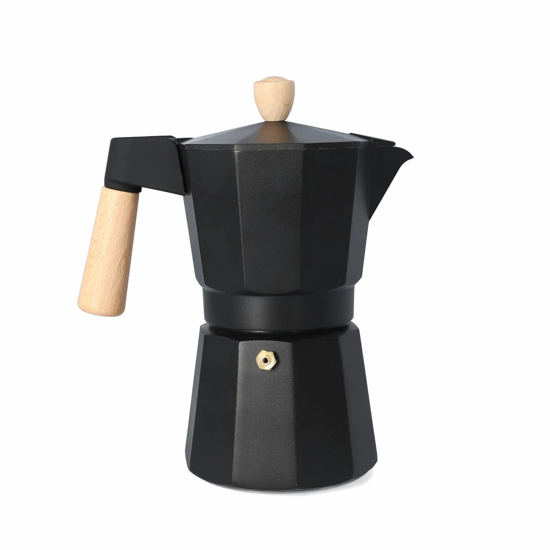 HOMLA Mia Mokka zaparzacz do espresso 6 filiżanek aluminium drewno bukowe czarne