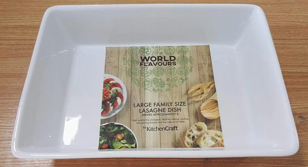 KitchenCraft Naczynie do Lasagne World of Flavours, Kamionka, 33 × 23 cm – Kolor Biały
