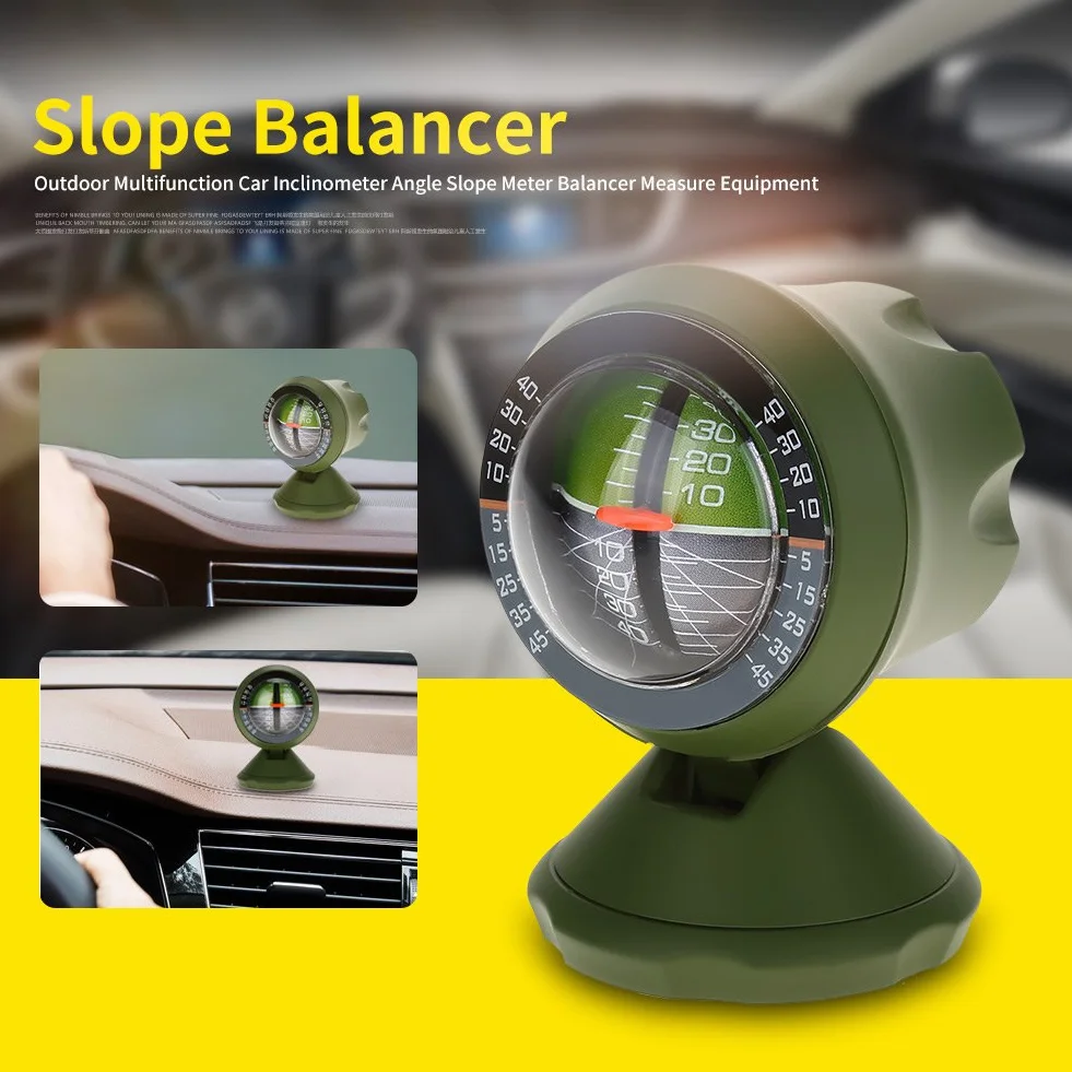 Poziom pochyłomierza samochodu kompas samochodowy zewnętrzny wielofunkcyjny sprzęt pochyłomierza samochodowego miernik nachylenia kąta balanser Luminous High Precise Car Compass Clinometer Indicator