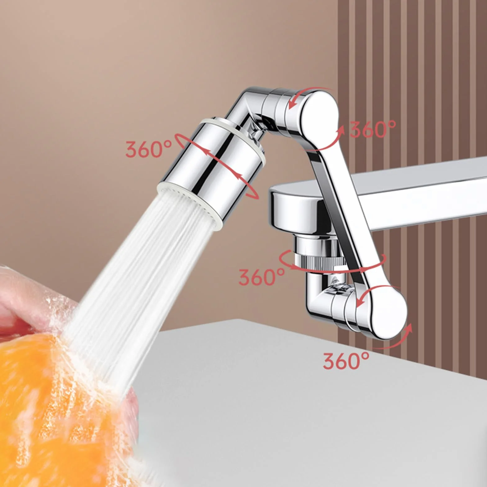 Obrotowy kran, perlator obrotowy, obrotowy, wielofunkcyjny, ramię robota, uniwersalny przedłużacz kranu, obracany (srebrny)