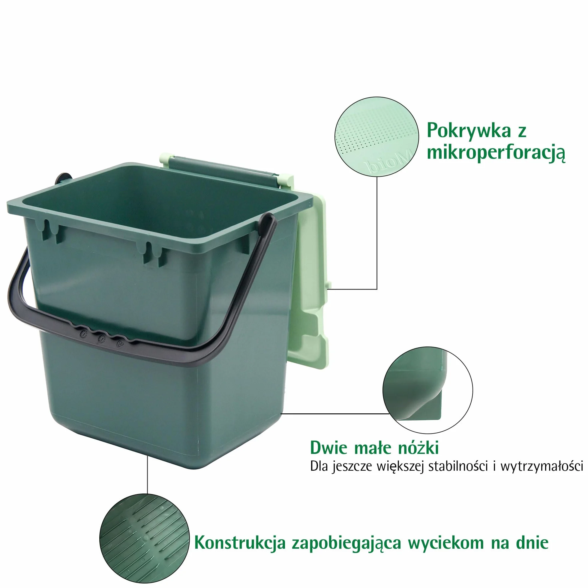 bioMat AirBox® Kosz na Odpady Organiczne do Kuchni 10 L Zielony