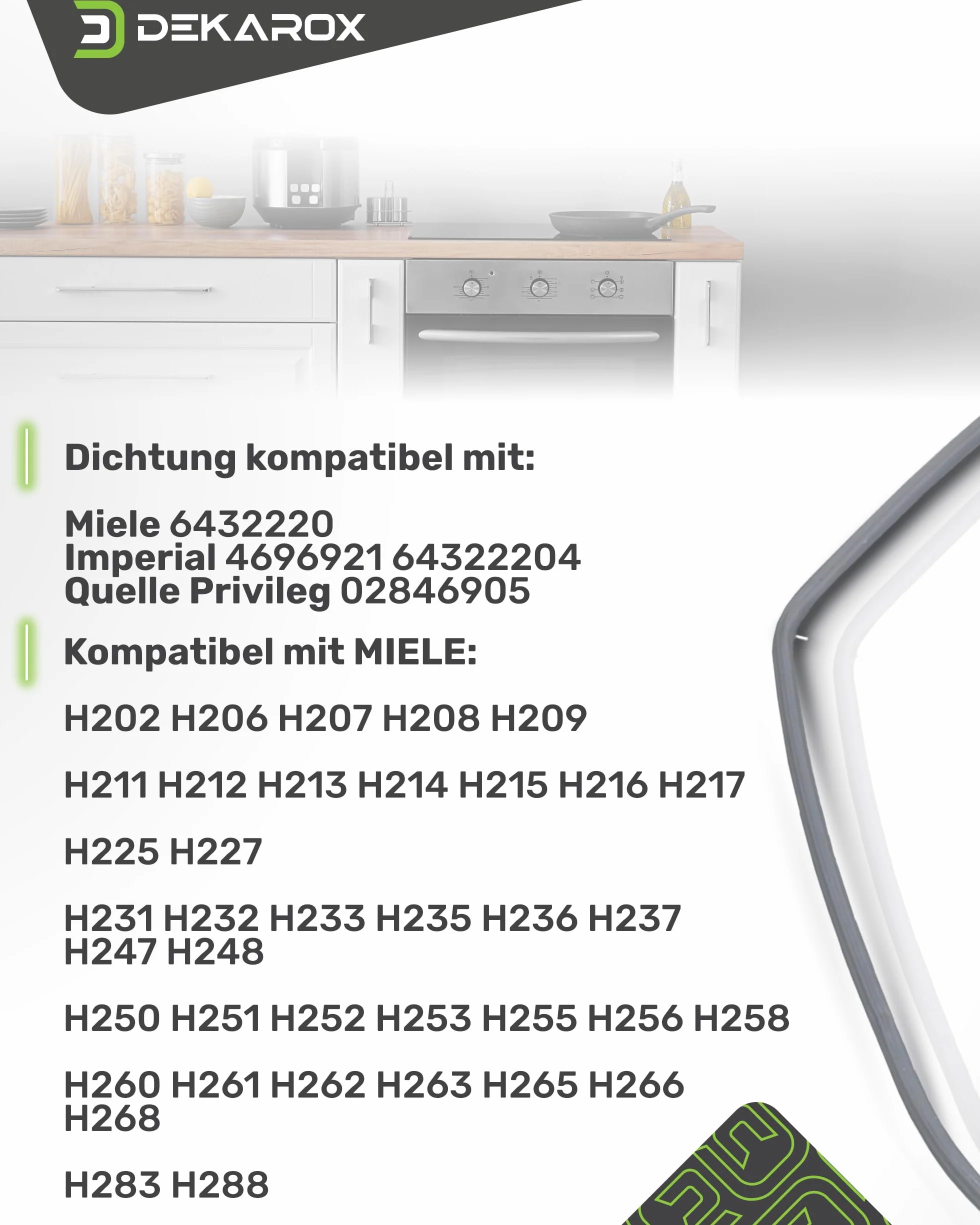 Uszczelka do drzwi, 480 x 360 mm, 4 haki, kompatybilna z Miele Imperial Quelle 6432220 do piekarnika