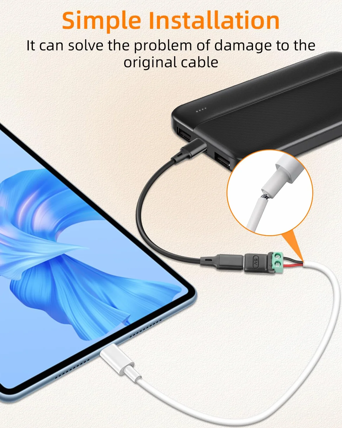 GELRHONR Gniazdo USB C do lutowania 5 V, adapter 5 sztuk, typ C na 2-biegunowy adapter zacisków śrubowych, bezlutowy zacisk przyłączeniowy, konwerter USB C do ładowania zabawek dla majsterkowiczów