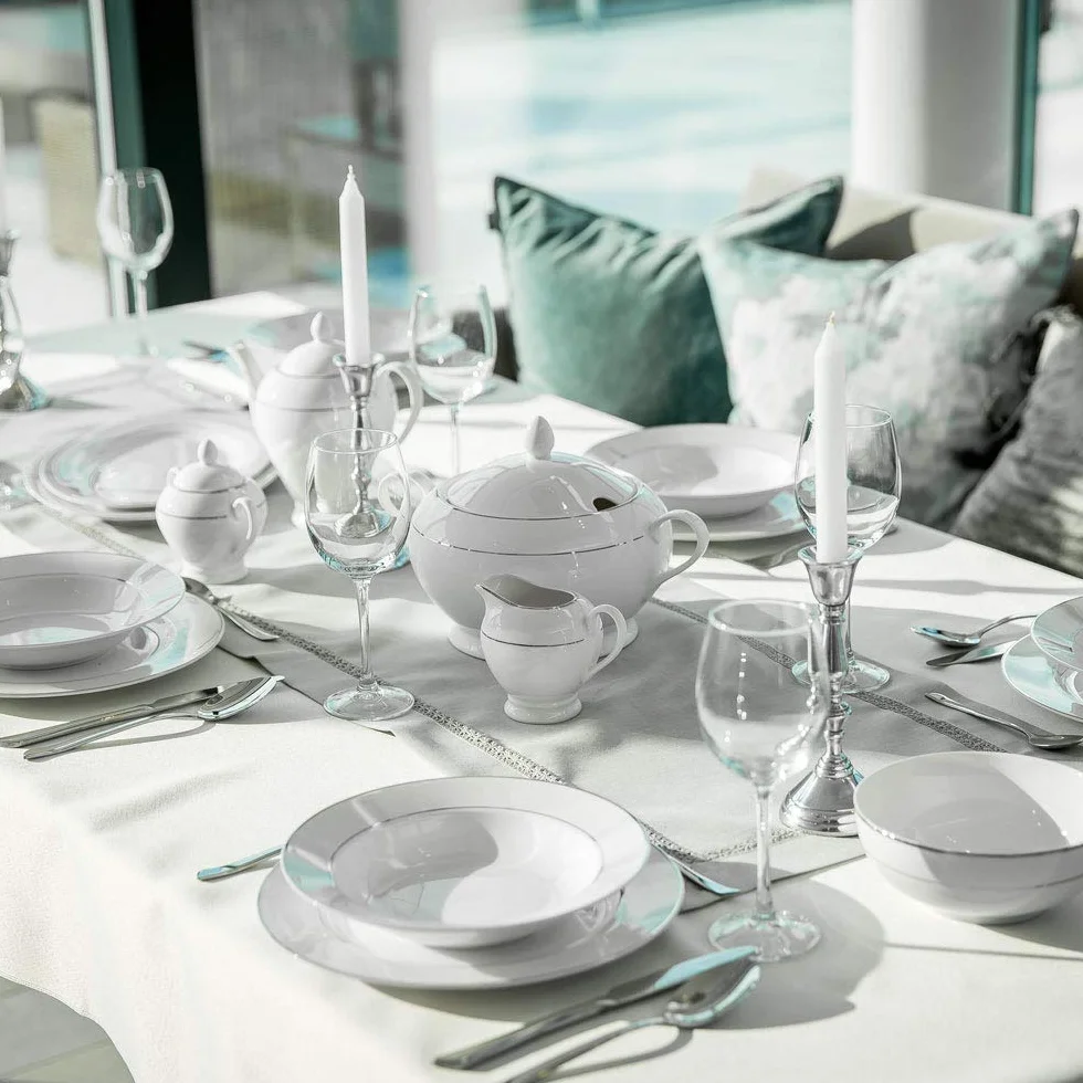 Ambition Aura Silver 400 ml porcelanowy dzbanek na sosy sosjerka