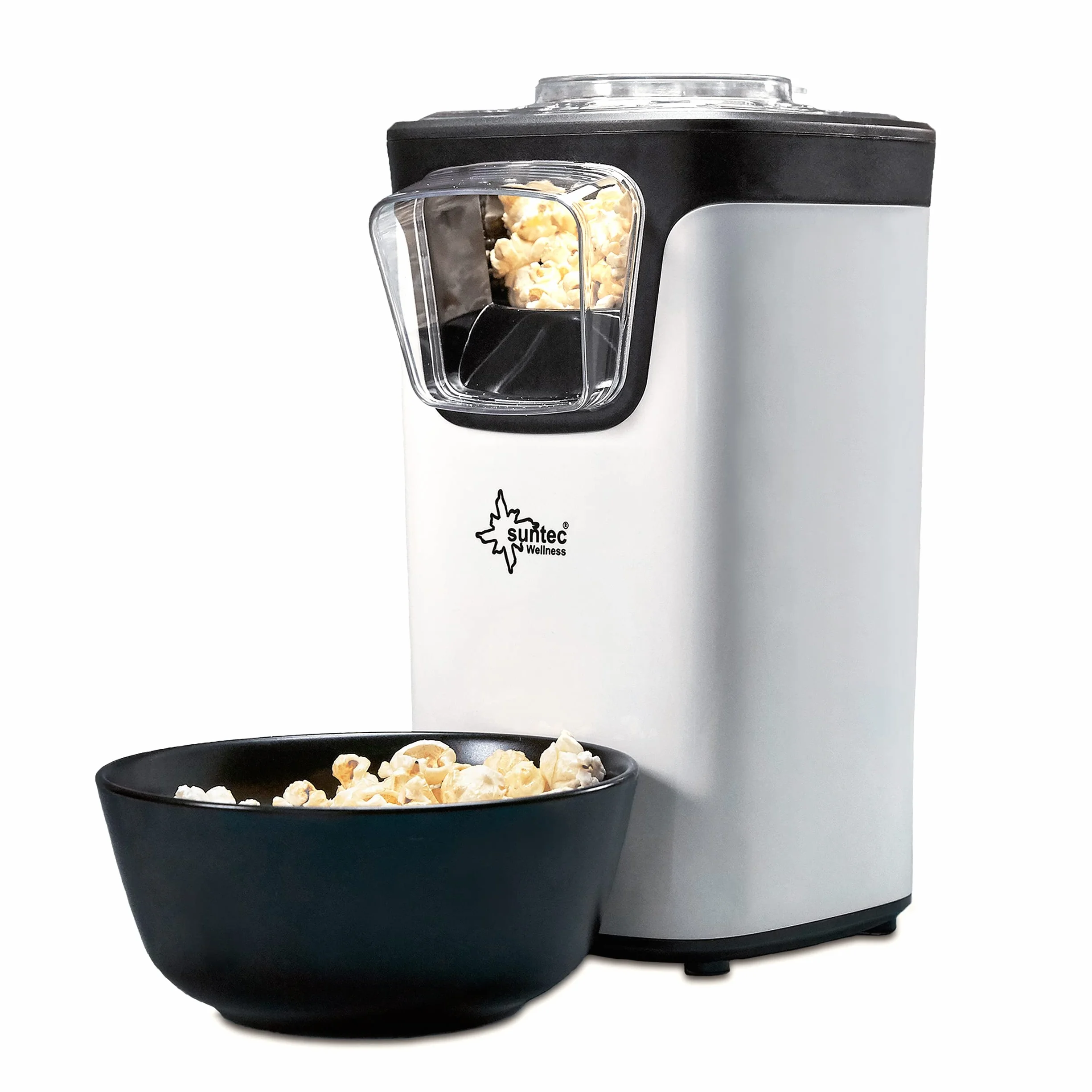 Urządz. do popcornu SUNTEC – Popcorn bez tłuszczu i oleju – Mini maszyna na gorące powietrze dla domu – Dodatki: cukier + sól + ser + karmel – słodki lub słony – urządz. do popc. POP-8618 bez tłuszczu