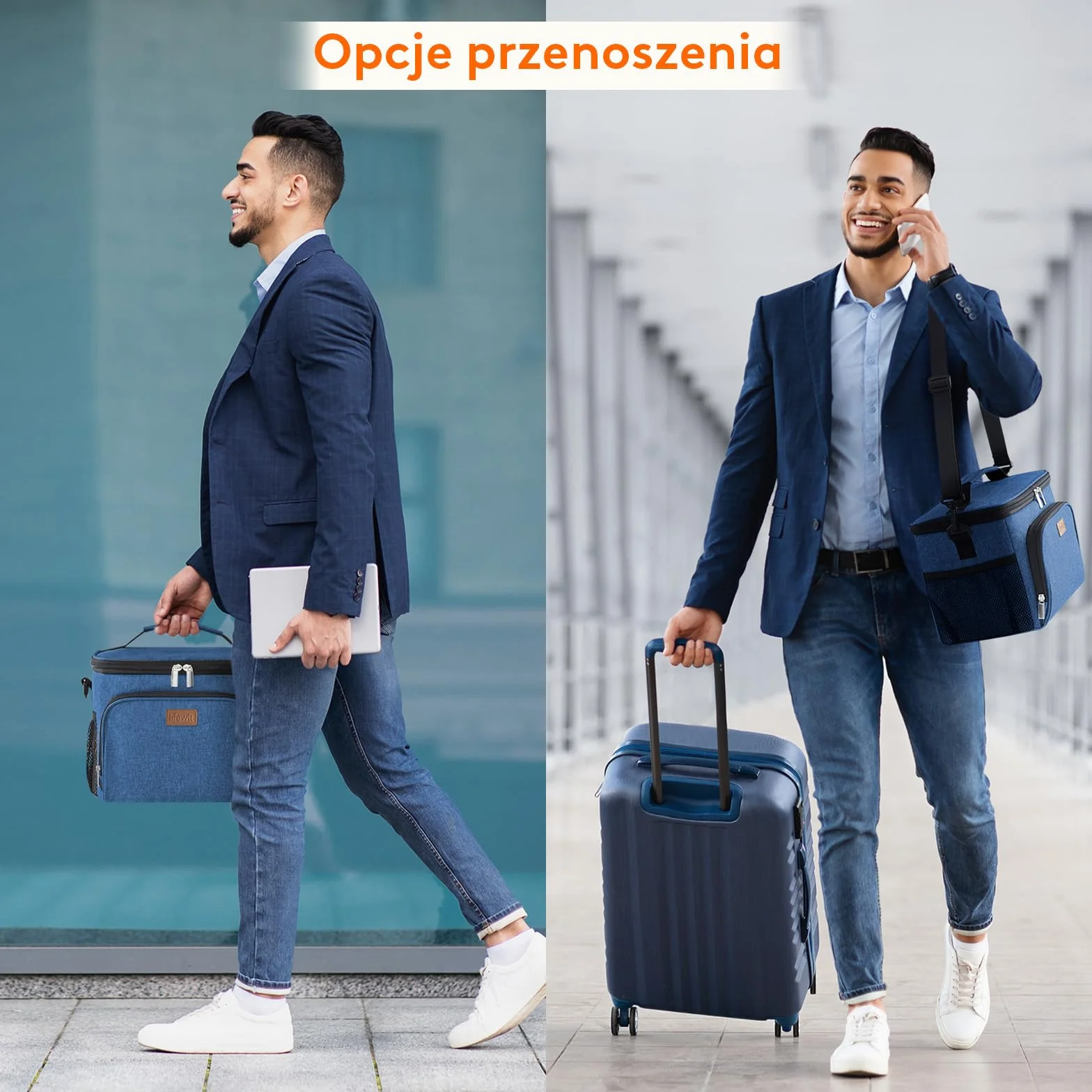 Lifewit Torba na Lunch Termiczna, Torba Termiczna dla Mężczyzn i Kobiet, Wielokrotnego Użytku Lunch Bag, z Regulowanym Paskiem na Ramię dla Dorosłych do Pracy Pikniku, Granatowy, 15L