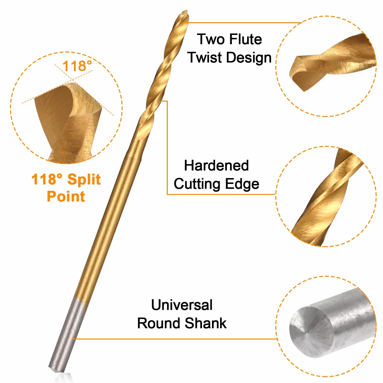 Uolor 10 sztuk mini wiertła spiralne 0,6 mm-2,2 mm HSS 2,35 mm wiertła z powłoką z węglika tytanu narzędzie do wiercenia do żywicy biżuteria bursztyn płyta