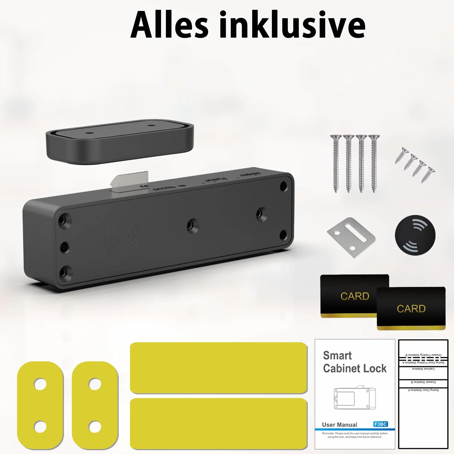 eLinkSmart zamek do szafy, NFC RFID, smukły, elektroniczny, bez kluczy, aplikacja Bluetooth, ukryty, czarny