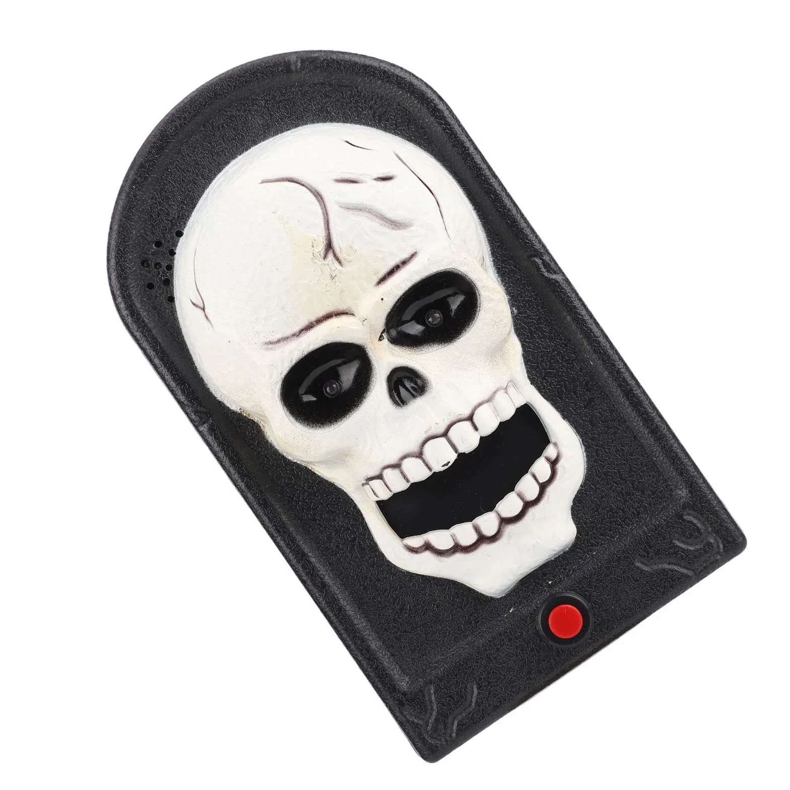 Upiorny dzwonek do drzwi wystający język kryty wystrój na zewnątrz łatwy w użyciu do nawiedzonego domu Escape Room Halloween dzwonek do dekoracji: Kształt czaszki