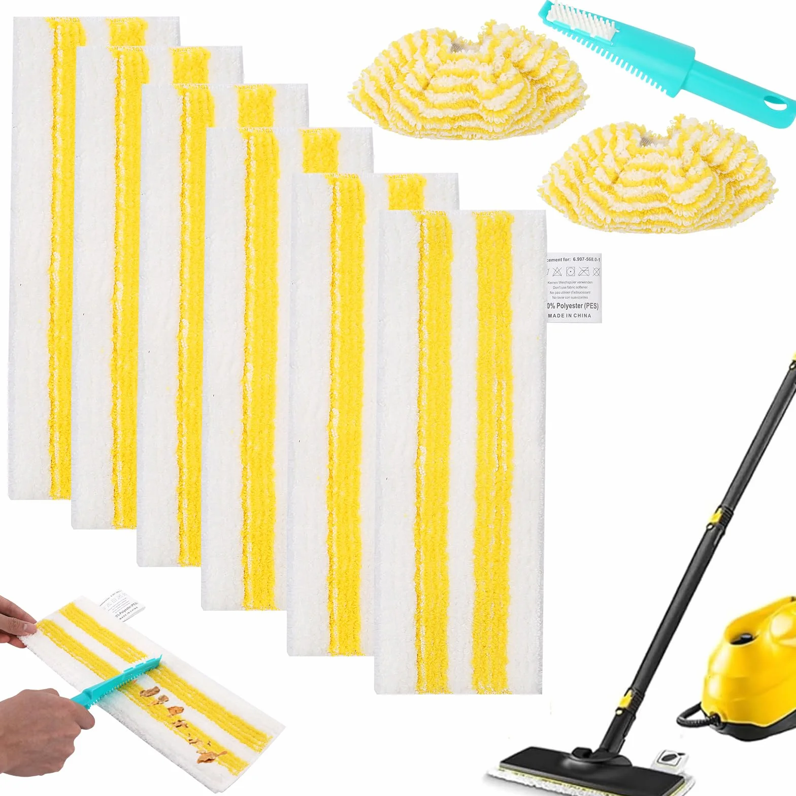 8 sztuk wymiennych ściereczek z mikrofibry kompatybilne z Karcher EasyFix SC1, SC2, SC3, SC4, SC5 Kärcher Parowa szczotka akcesoria do czyszczenia wszystkich rodzajów gleby + 1 skrobak do mopa