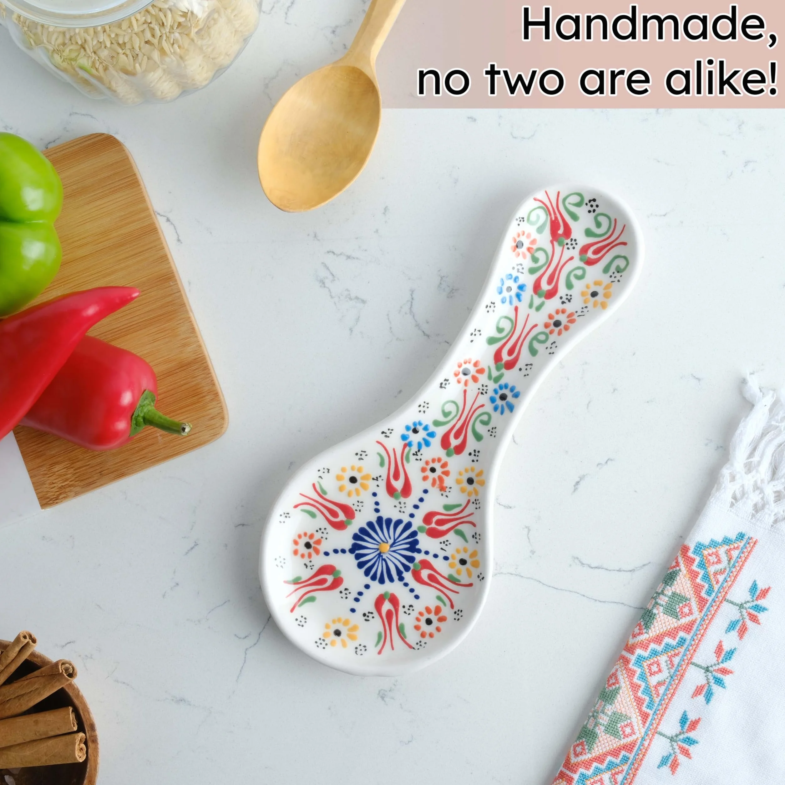 Ręcznie wykonana podstawka na łyżkę, ceramiczna podstawka na łyżkę do kuchenki, 25 cm, podstawka na łyżkę do blatu kuchennego, nadaje się do mycia w zmywarce, uchwyt na łyżkę do kuchenki, prezent na