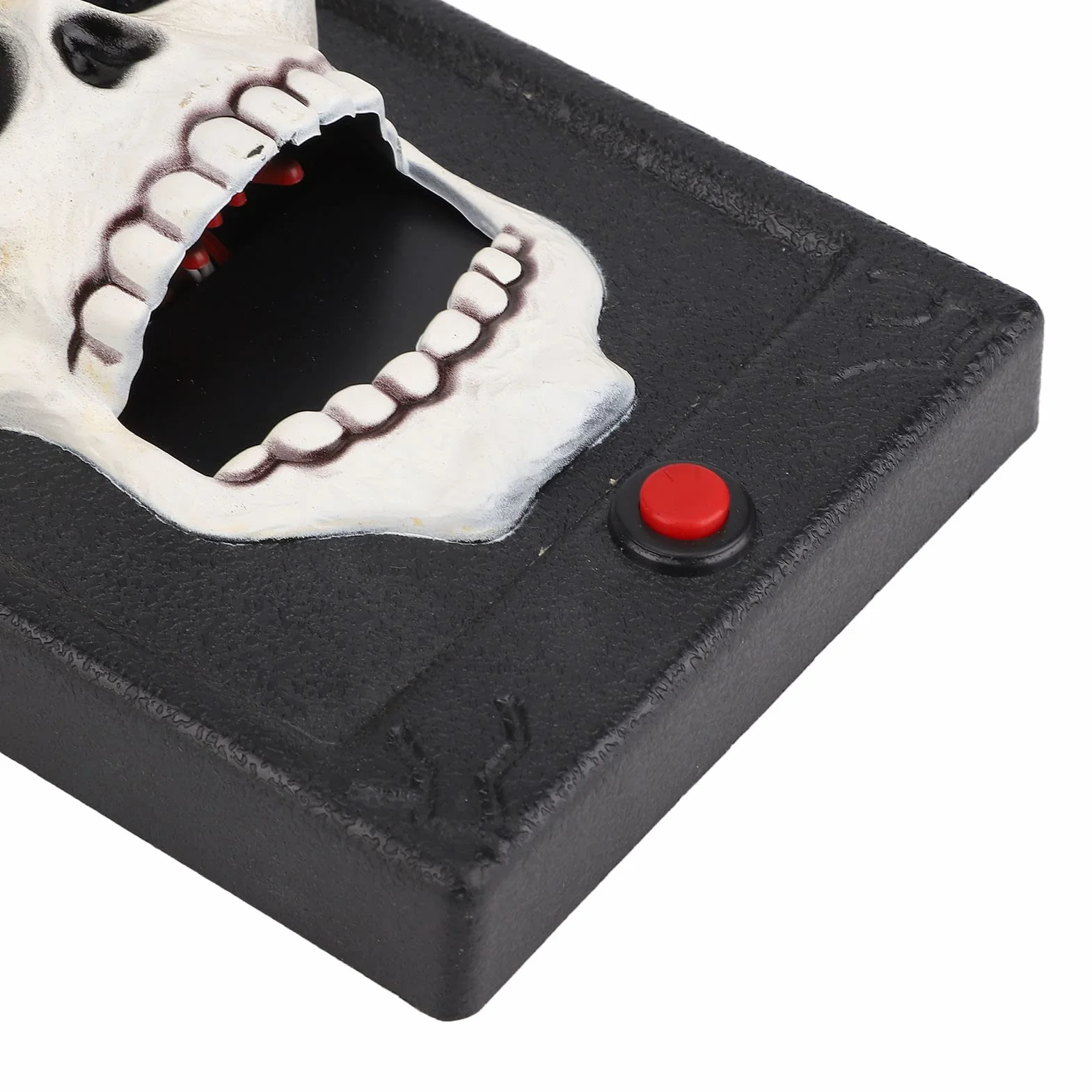 Upiorny dzwonek do drzwi wystający język kryty wystrój na zewnątrz łatwy w użyciu do nawiedzonego domu Escape Room Halloween dzwonek do dekoracji: Kształt czaszki