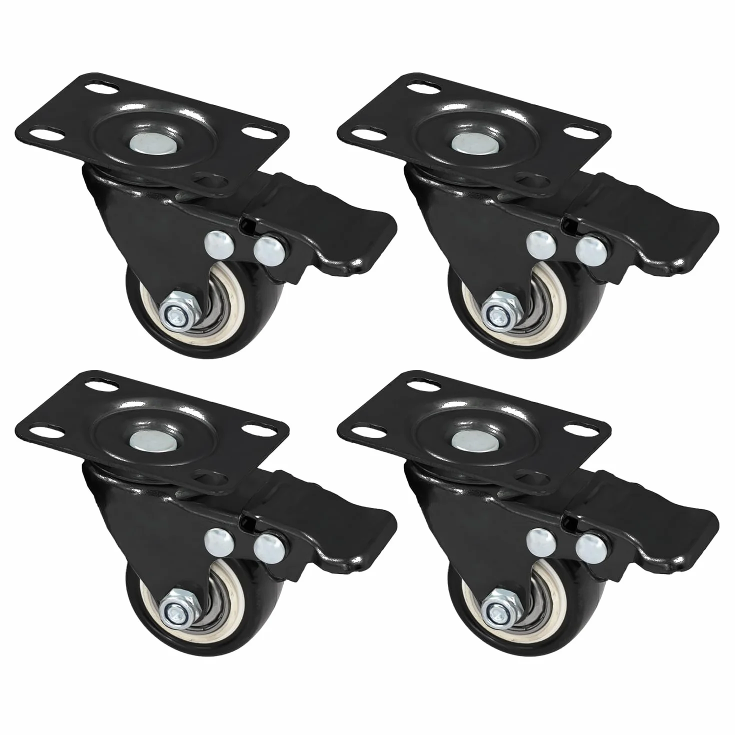 HMF 6710 kółka do dużych obciążeń z hamulcem z poliuretanu, 4 sztuki, 38 mm, do 300 kg, czarne