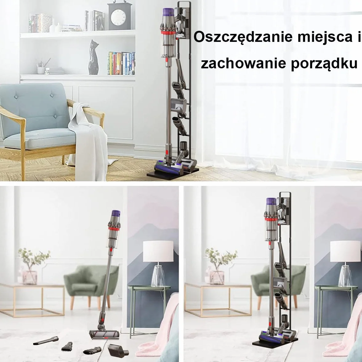 Foho Stojak do Dyson Gen5 V15 V12 V11 V10 V8 V7 V6, DC30-DC74, Odkurzacza Wolnostojący Metalowy Uchwyt z Bazą, Kompatybilny z Akcesoriami, Bez Wiercenia, Oszczędność Miejsca
