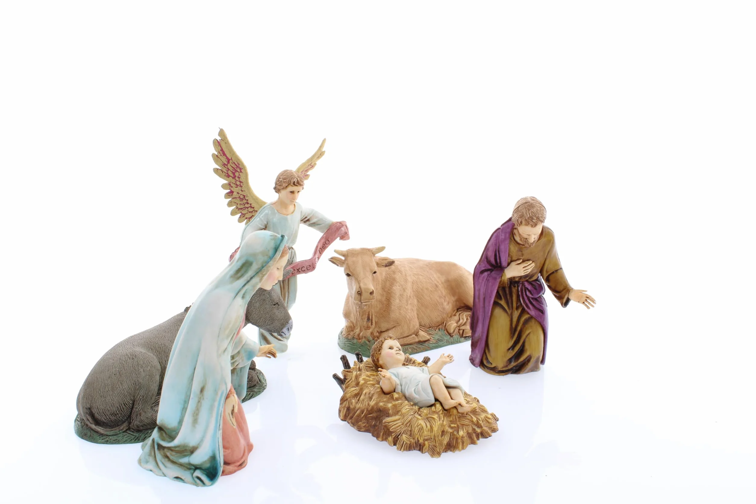 Moranduzzo Szopka, 6 figurek do szopki, 13 cm, skala 1:15, niezniszczalne figurki szopki, styl z XVIII wieku, ręcznie wykończony obraz, oficjalny produkt, wyprodukowano we Włoszech, rzeźbiarz M. Landi