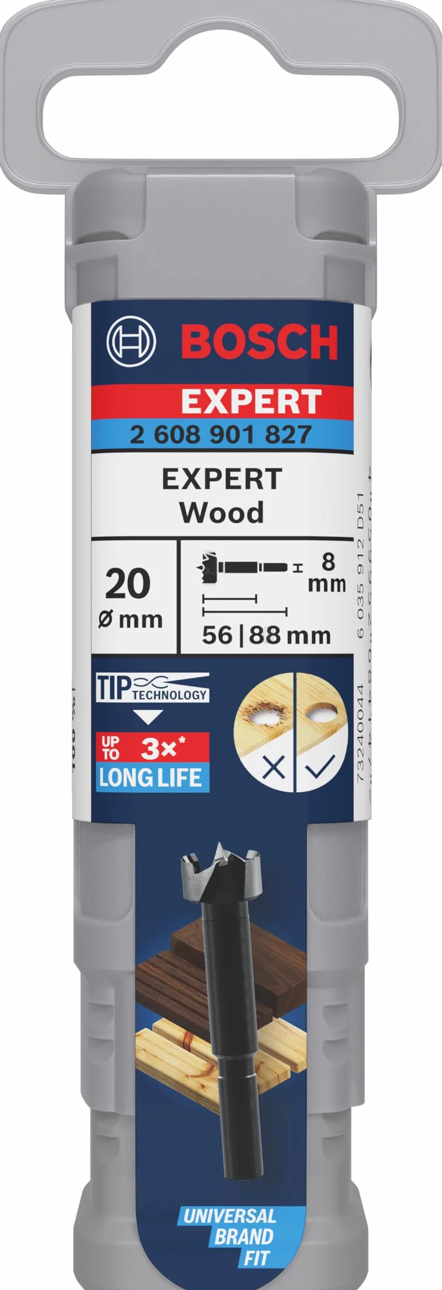 Bosch 1x Wiertło Forstner EXPERT Wood (do Miękkie drewno, Twarde drewno, Ø 20,00 mm, Professional Akcesoria Wiertarki)