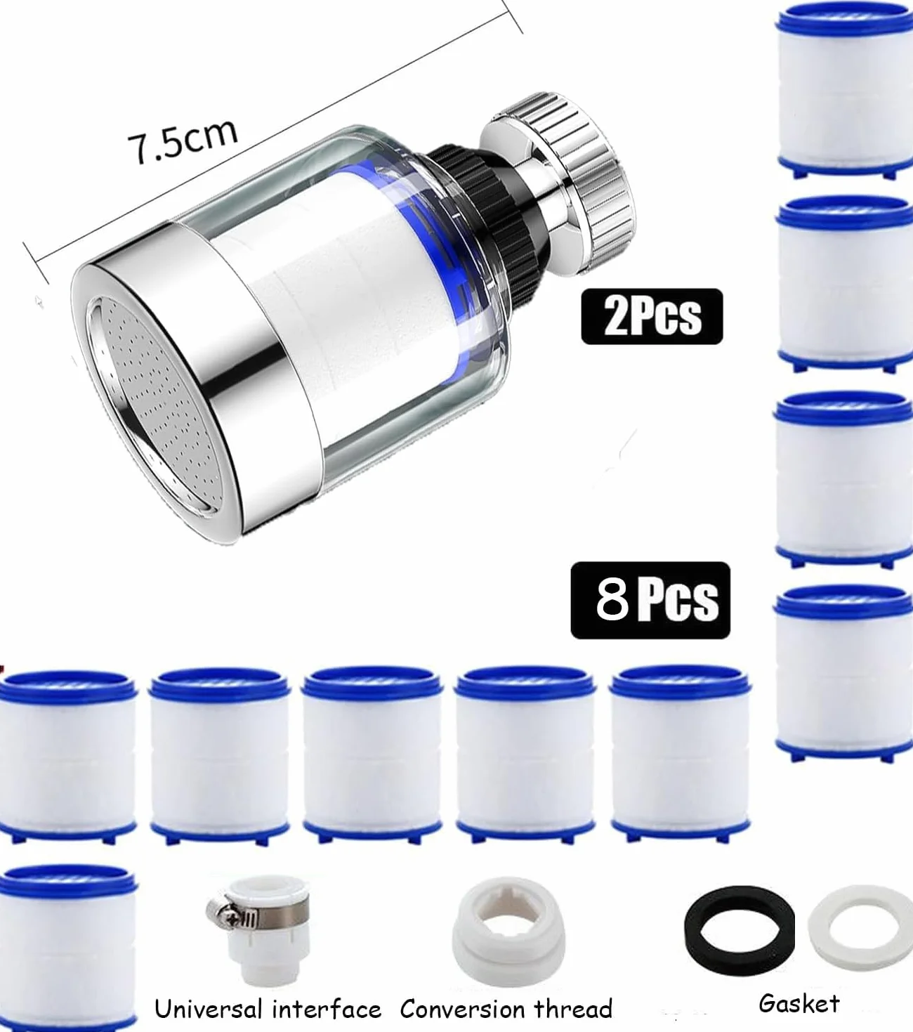 Filtr wapienny, kran, 360°, filtr kuchenny, przezroczysty filtr do kranu, nakładka do kranu, filtr do wody, wymienny filtr do łazienki, kuchni, wody pitnej