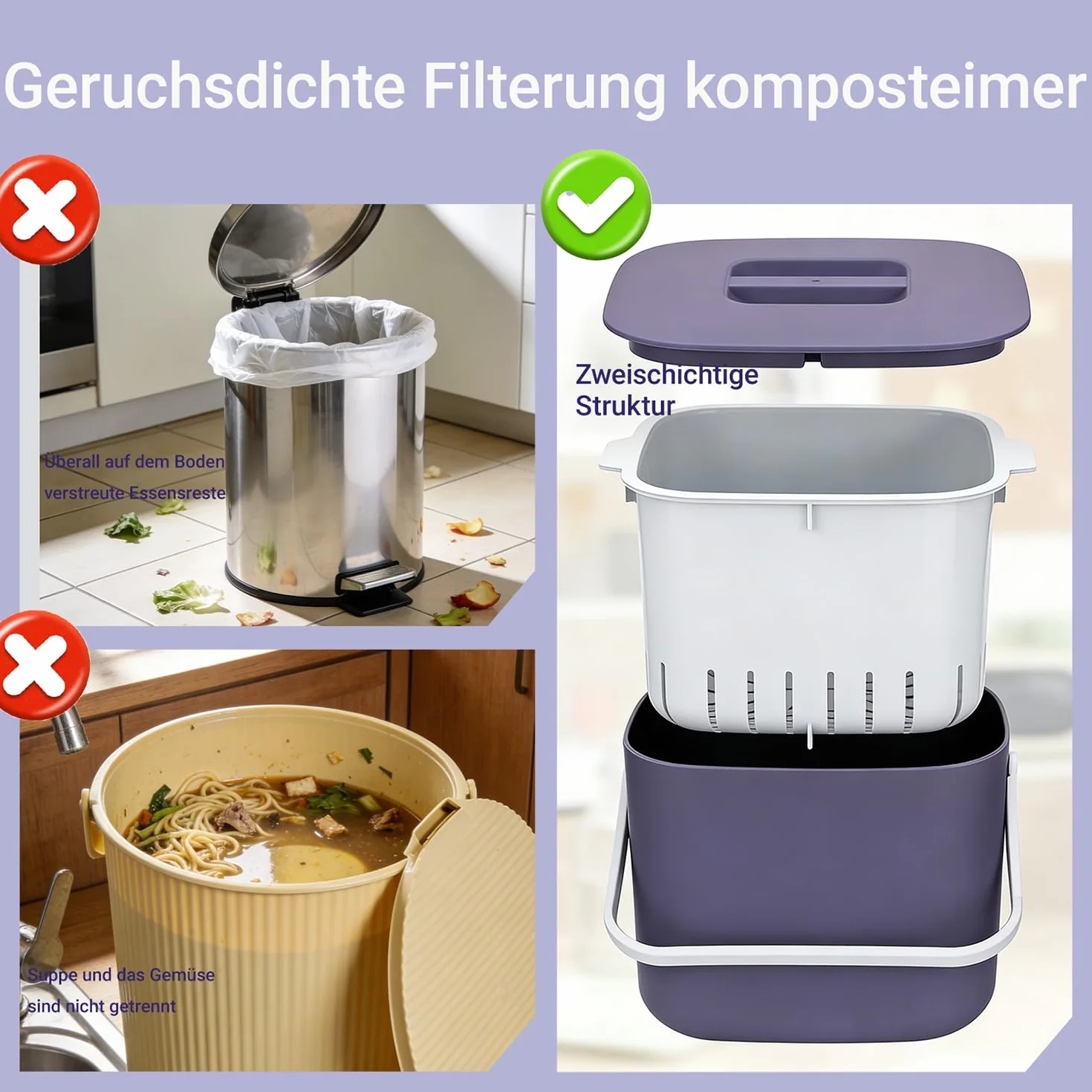 Biomülleimer Küche, 4L Komposteimer Küche (szary)