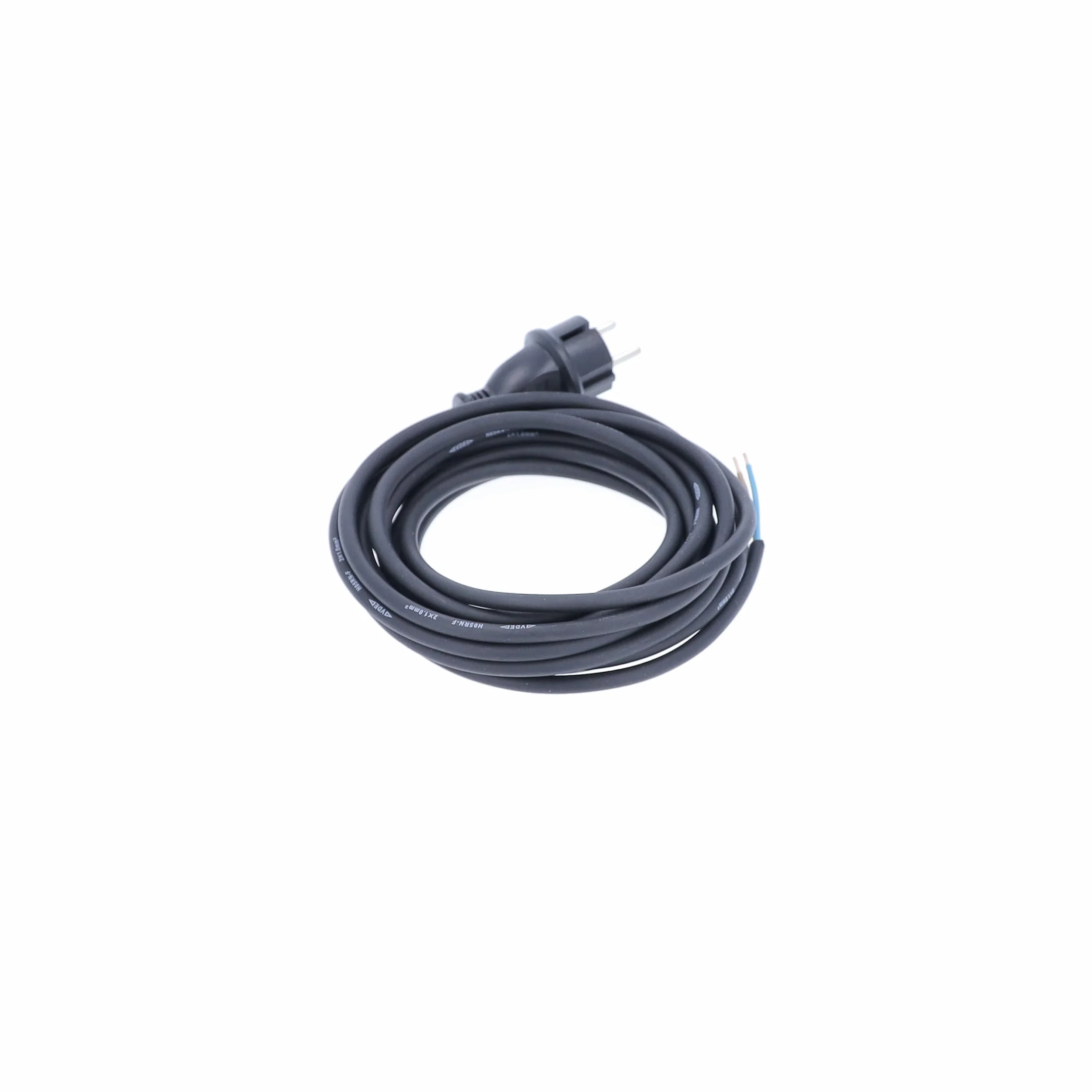 as - Schwabe Bohrmaschinen-Anschlussleitung, 5 m Gummi-Anschlussleitung H05RN-F 2x1,0mm², Konturenstecker mit Leitung, Adapter-Kabel mit Aderendhülsen, 230V, 16A, IP44, schwarz, 70530