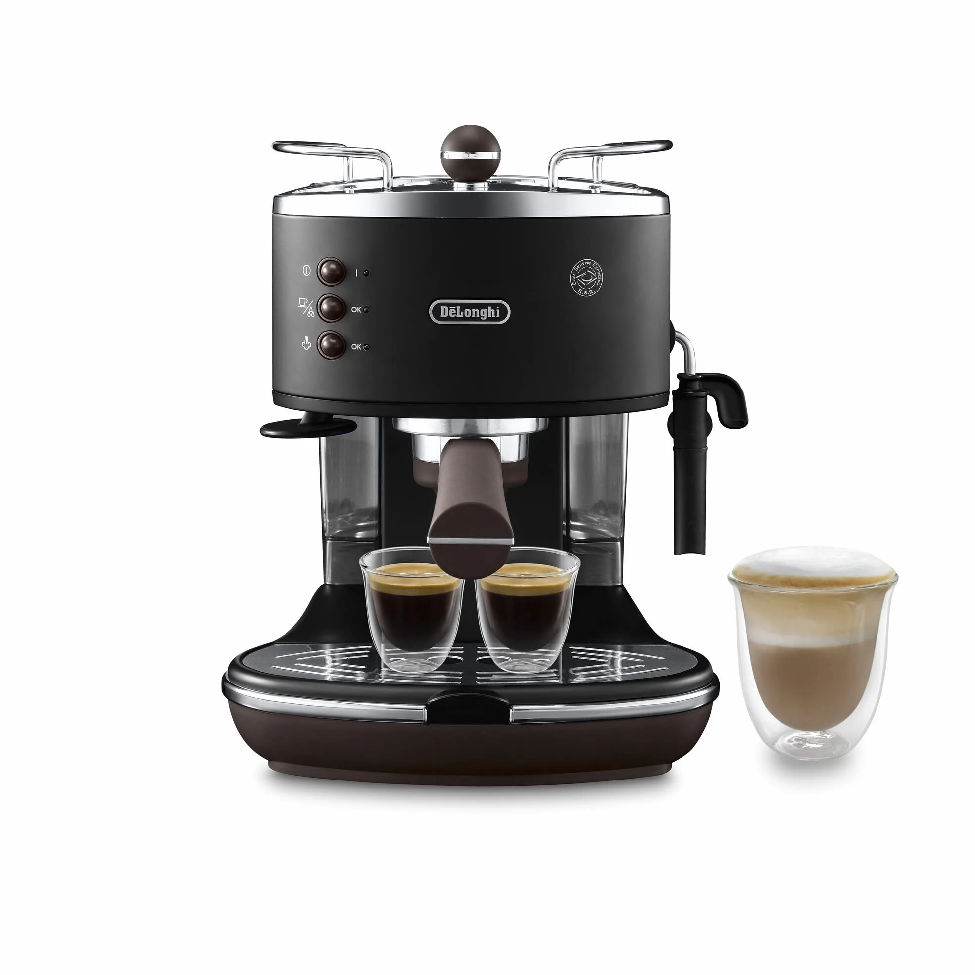 DeLonghi ECOV311.BK Ekspres do kawy Espresso Vintage Icona, Wolnostojący, Półautomatyczny, 1050 W, 1.4 l, 15 barów, czarny