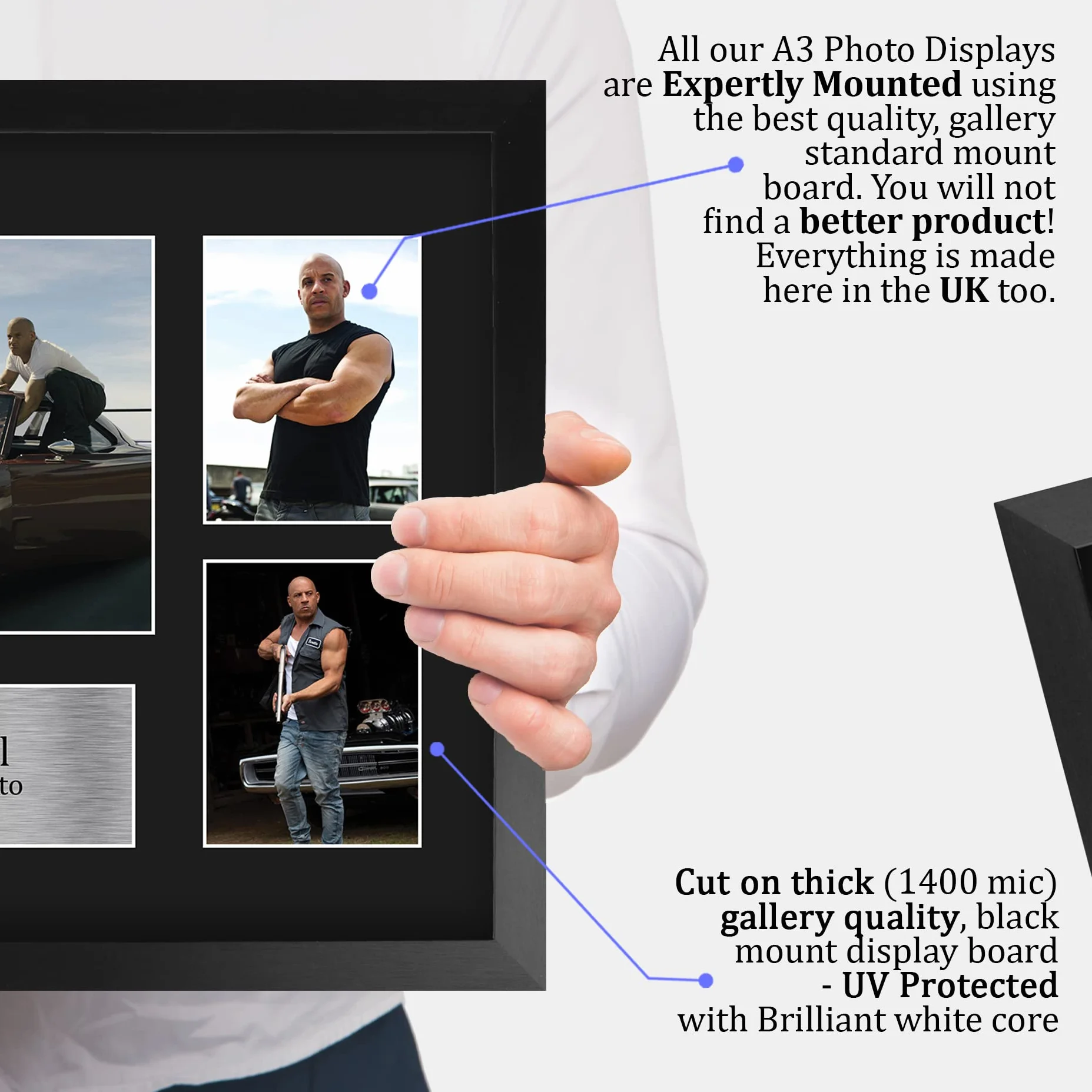 HWC Trading FR A3 Vin Diesel Fast and Furious Dominic Toretto Prezenty Drukowane Podpisane Autografy Dla Fanów Pamiątek Filmowych - A3 Oprawiony